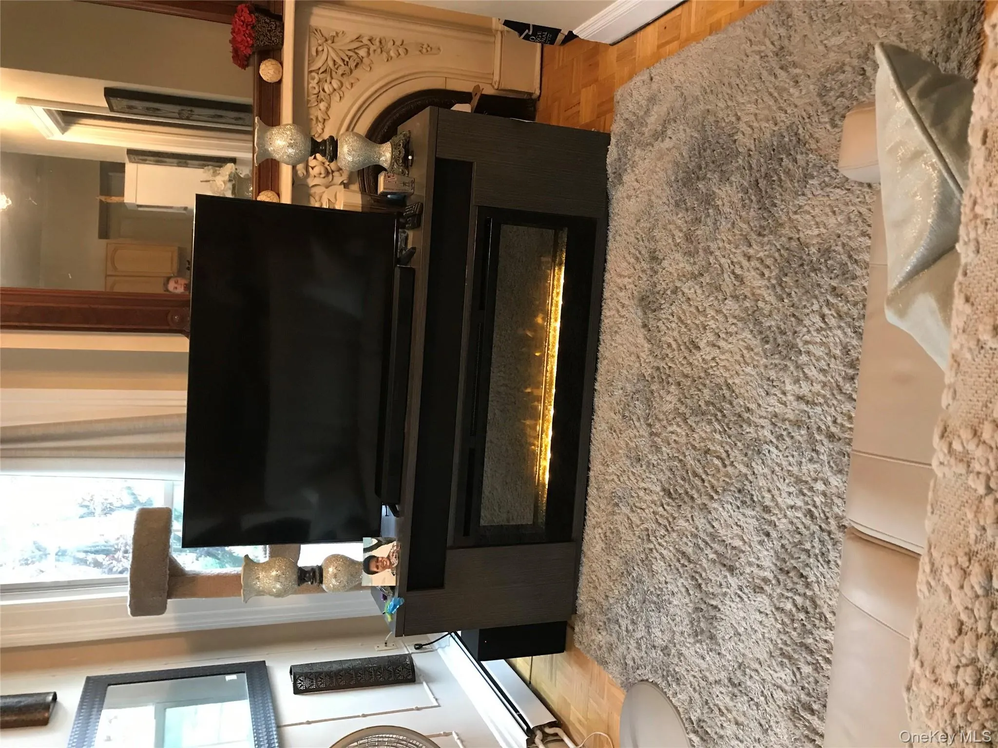 Detailed view of a baseboard radiator and a glass covered fireplace Detailed view of a baseboard radiator and a glass covered fireplace