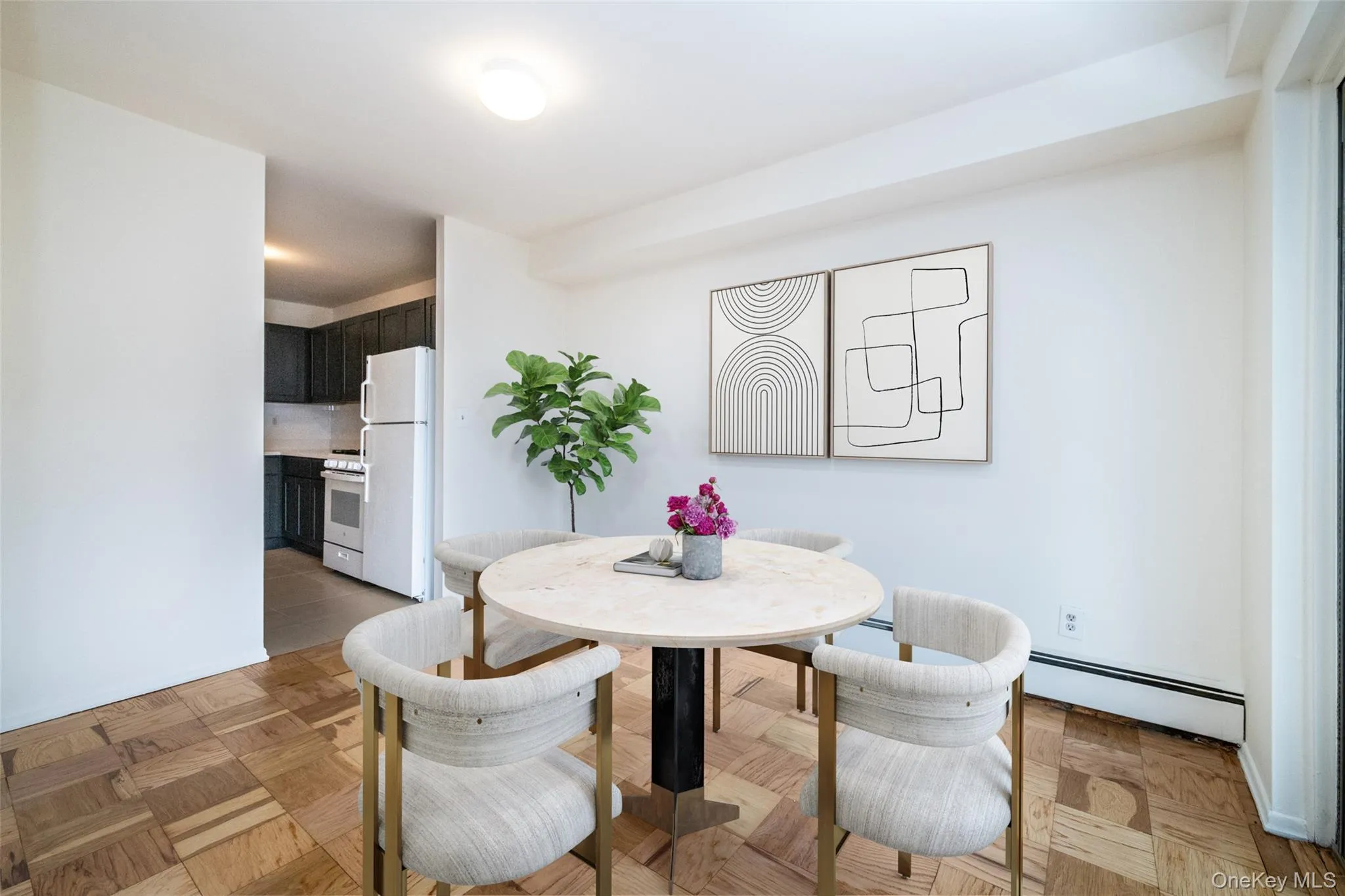 Dining space with baseboard heating Dining space with baseboard heating