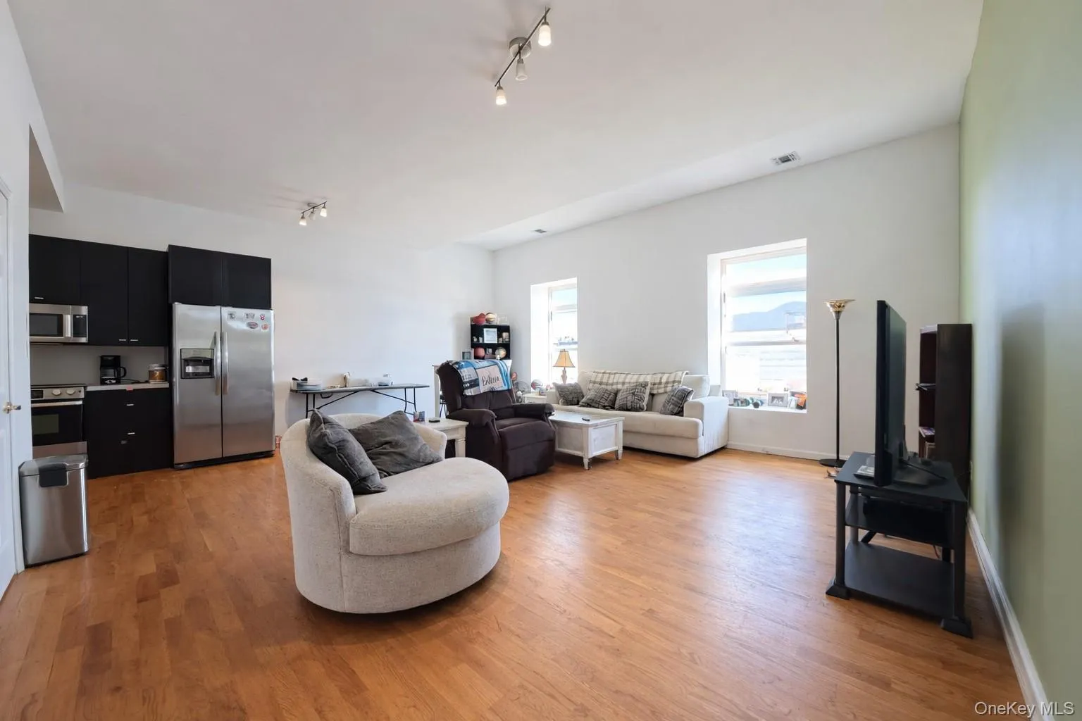 Living room with views of the Hudson Living room with views of the Hudson