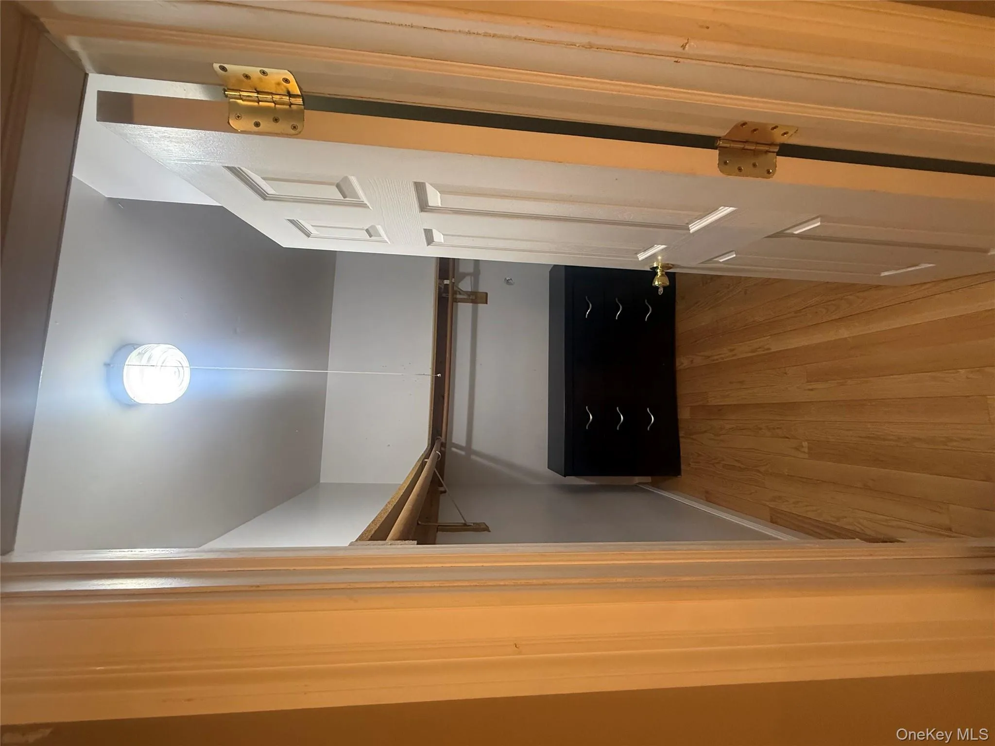 Functional walk-in closet complete with built-in shelving, hardwood flooring, and ample space for organization. Functional walk-in closet complete with built-in shelving, hardwood flooring, and ample space for organization.