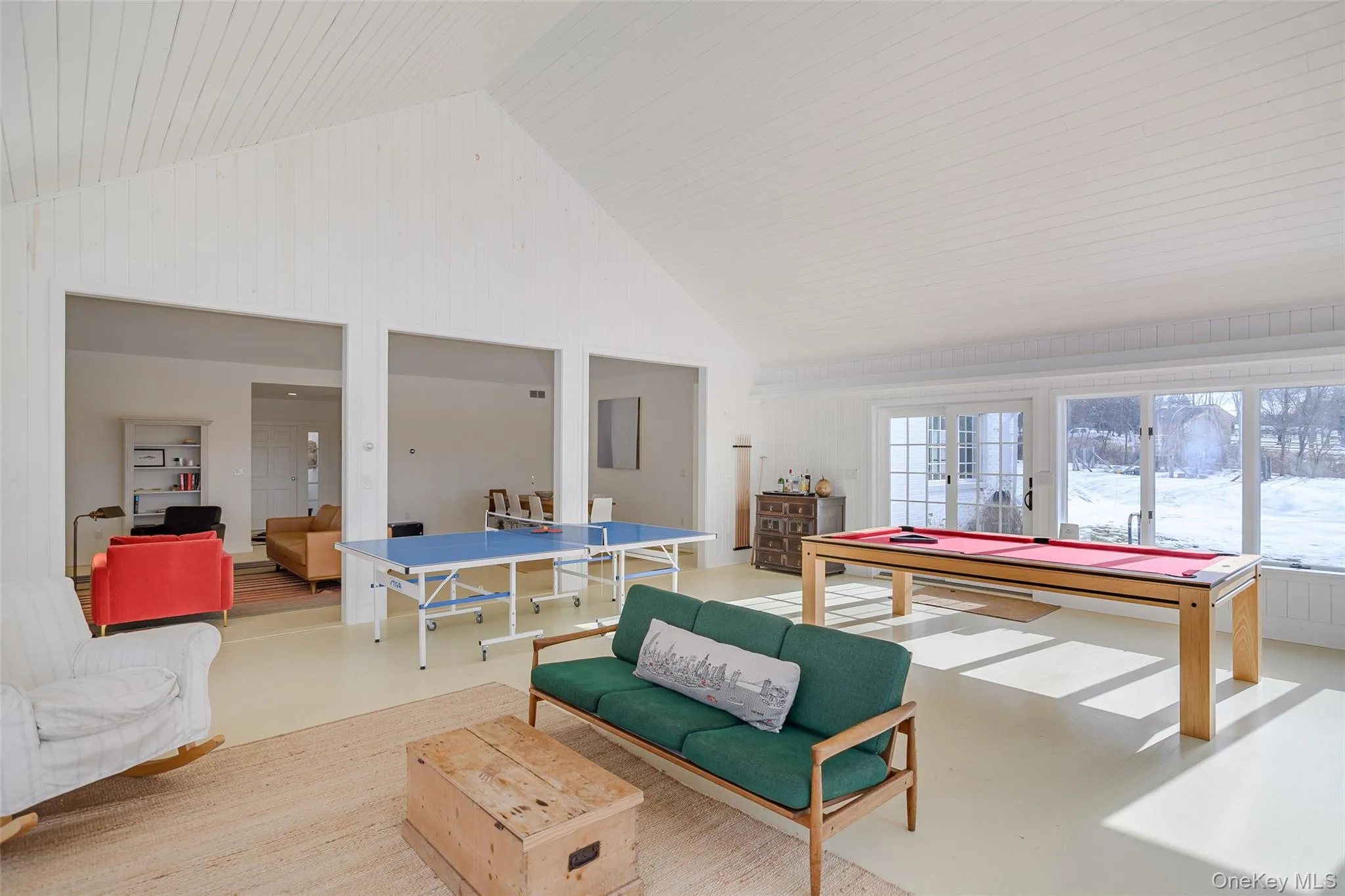 Recreation room with high vaulted ceiling Recreation room with high vaulted ceiling