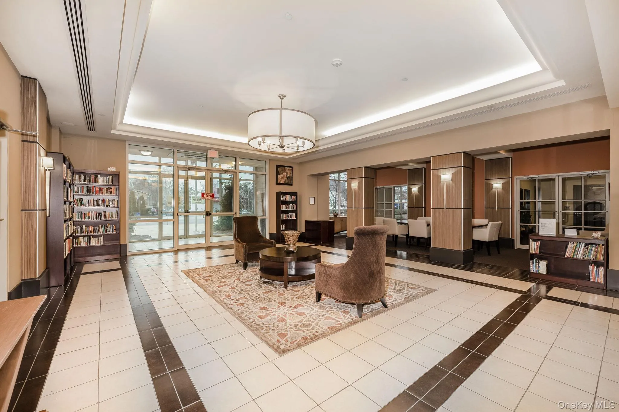 Building lobby with expansive windows Building lobby with expansive windows