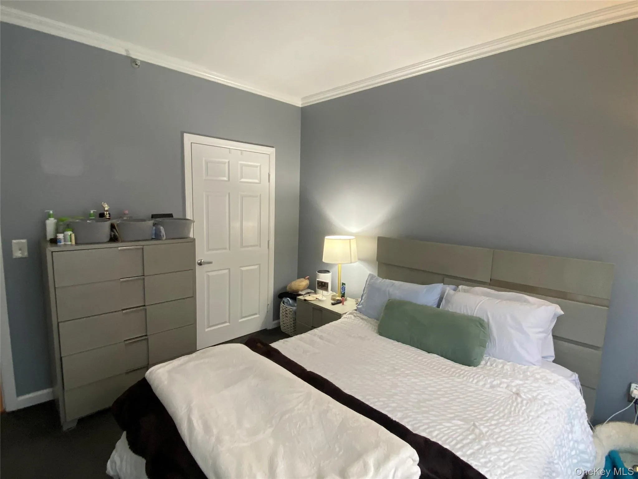 Bedroom with ornamental molding and baseboards Bedroom with ornamental molding and baseboards