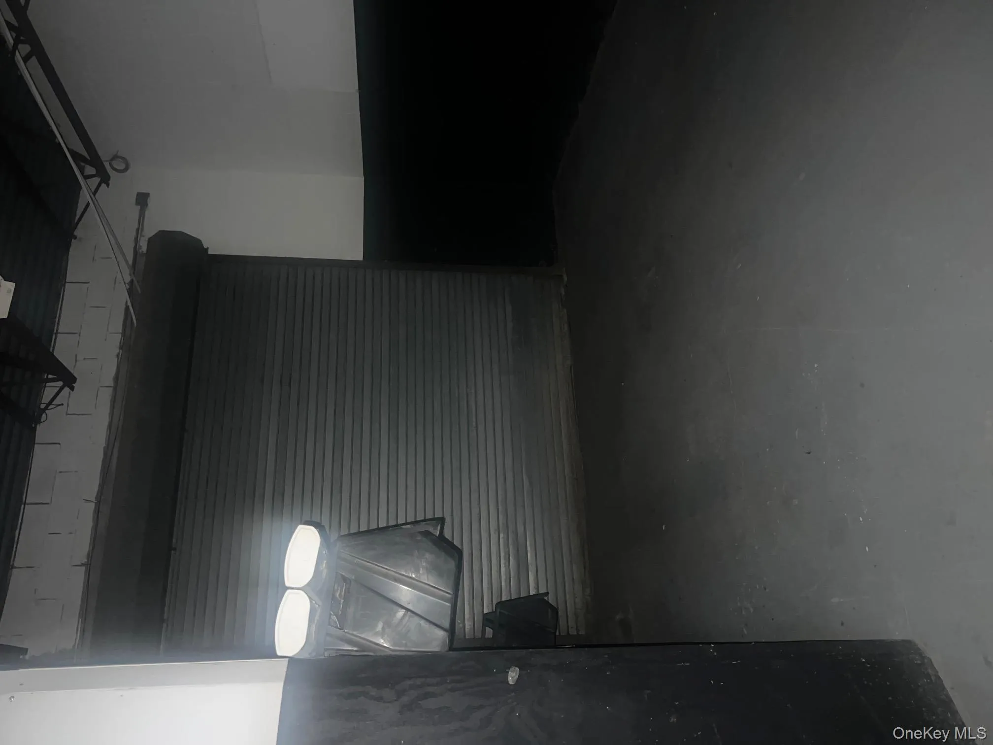 Misc room with a garage and concrete flooring Misc room with a garage and concrete flooring