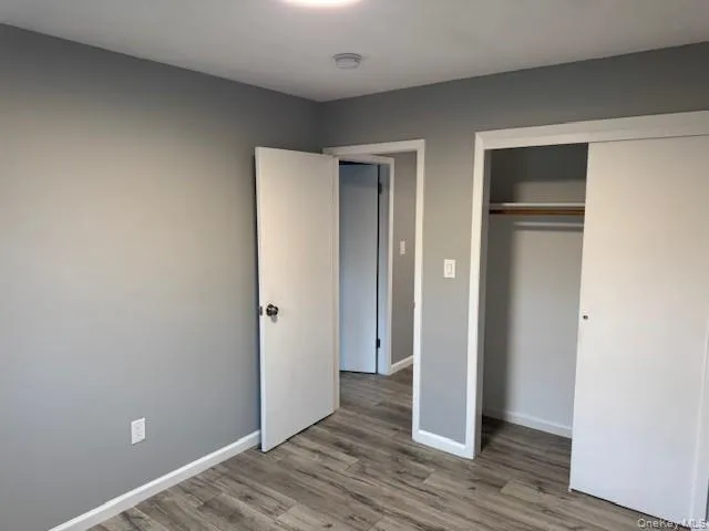 Unfurnished bedroom with light wood finished floors and a closet Unfurnished bedroom with light wood finished floors and a closet