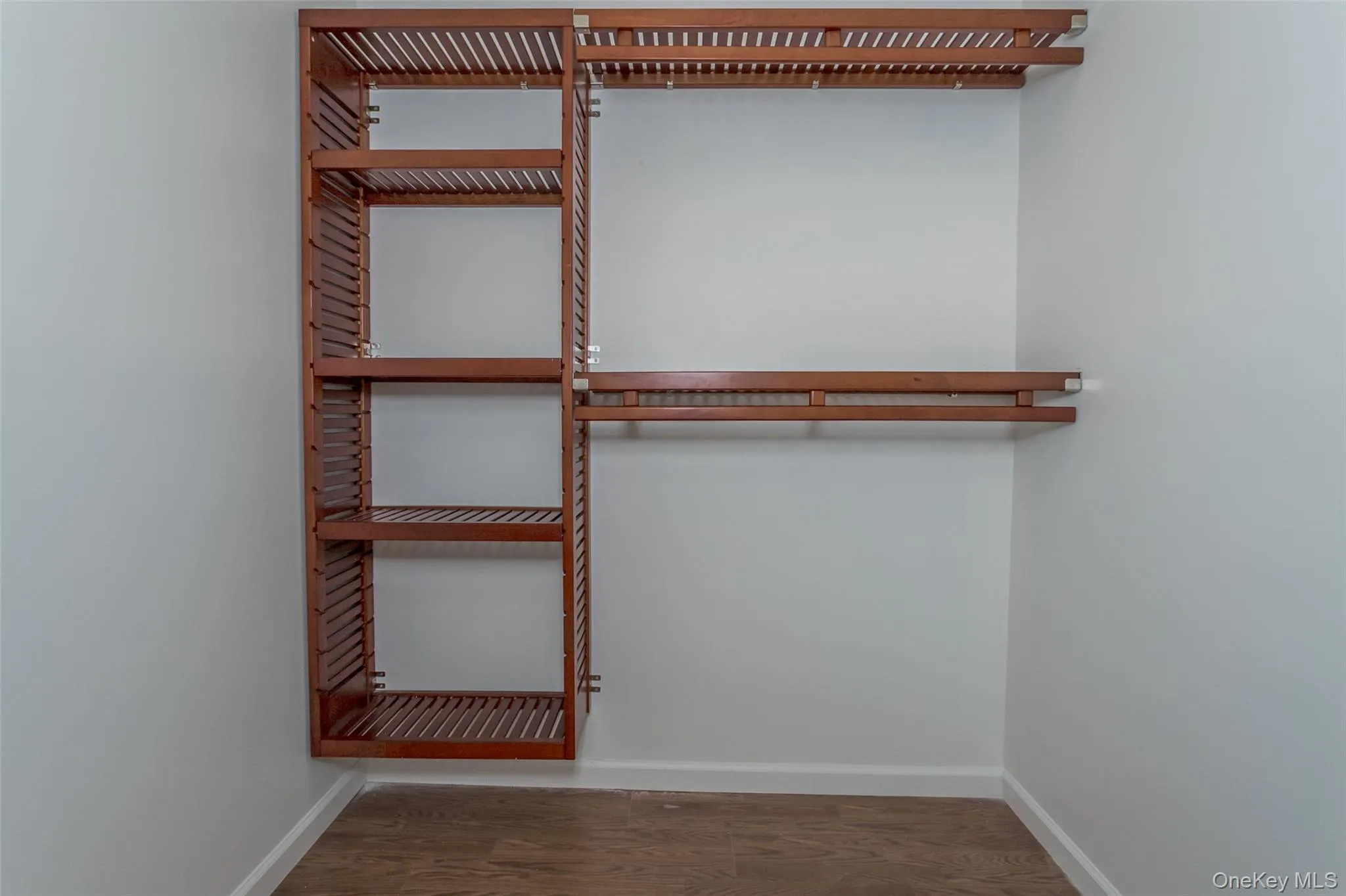 Spacious closet featuring dark wood-type flooring Spacious closet featuring dark wood-type flooring