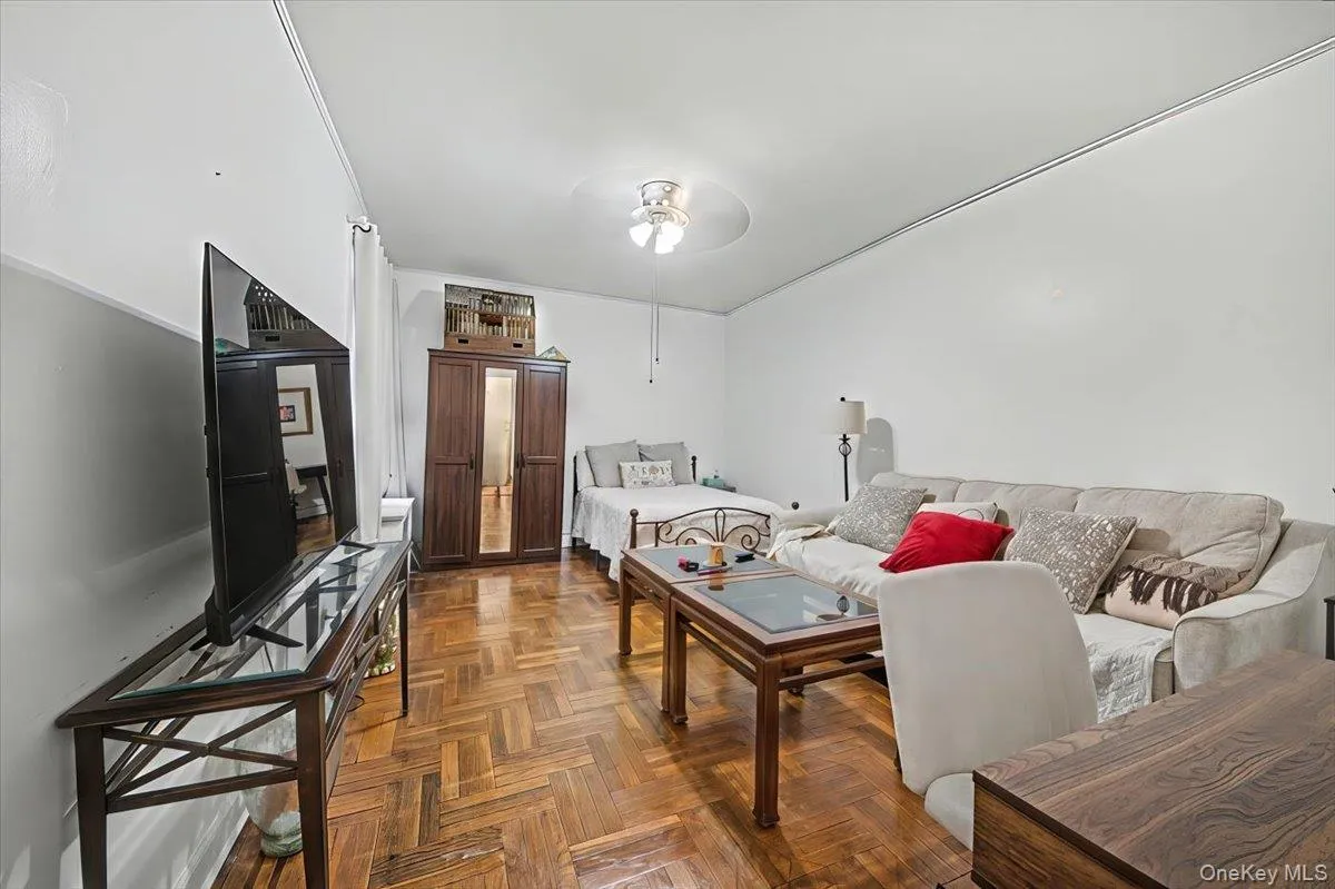 Living room featuring ceiling fan Living room featuring ceiling fan