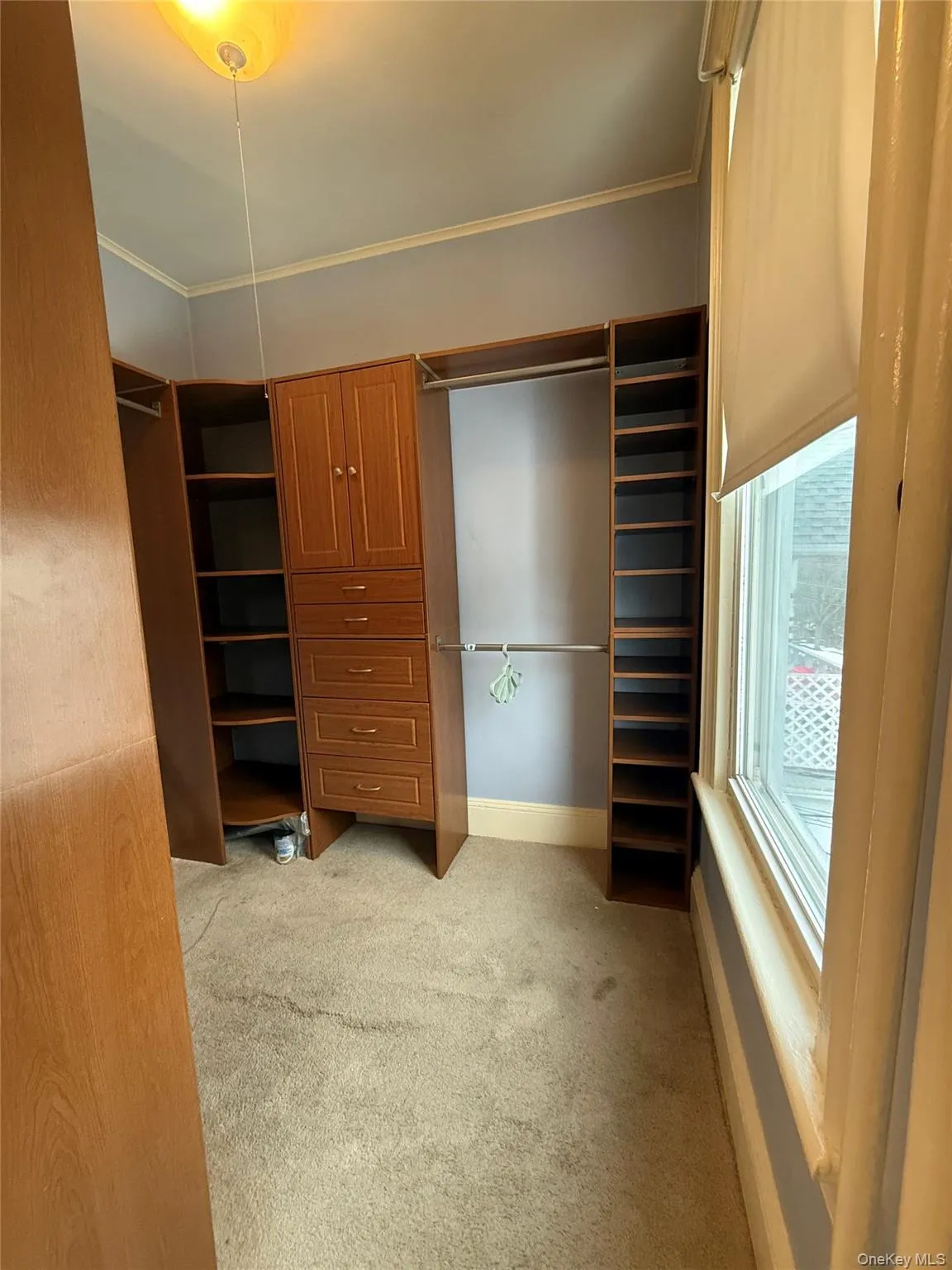 Spacious closet with light carpet Spacious closet with light carpet