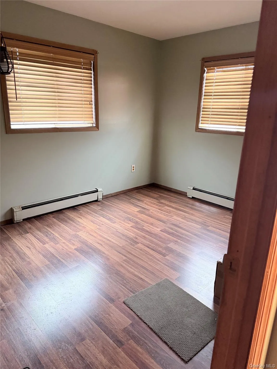 Spare room featuring baseboard heating and light wood finished floors Spare room featuring baseboard heating and light wood finished floors