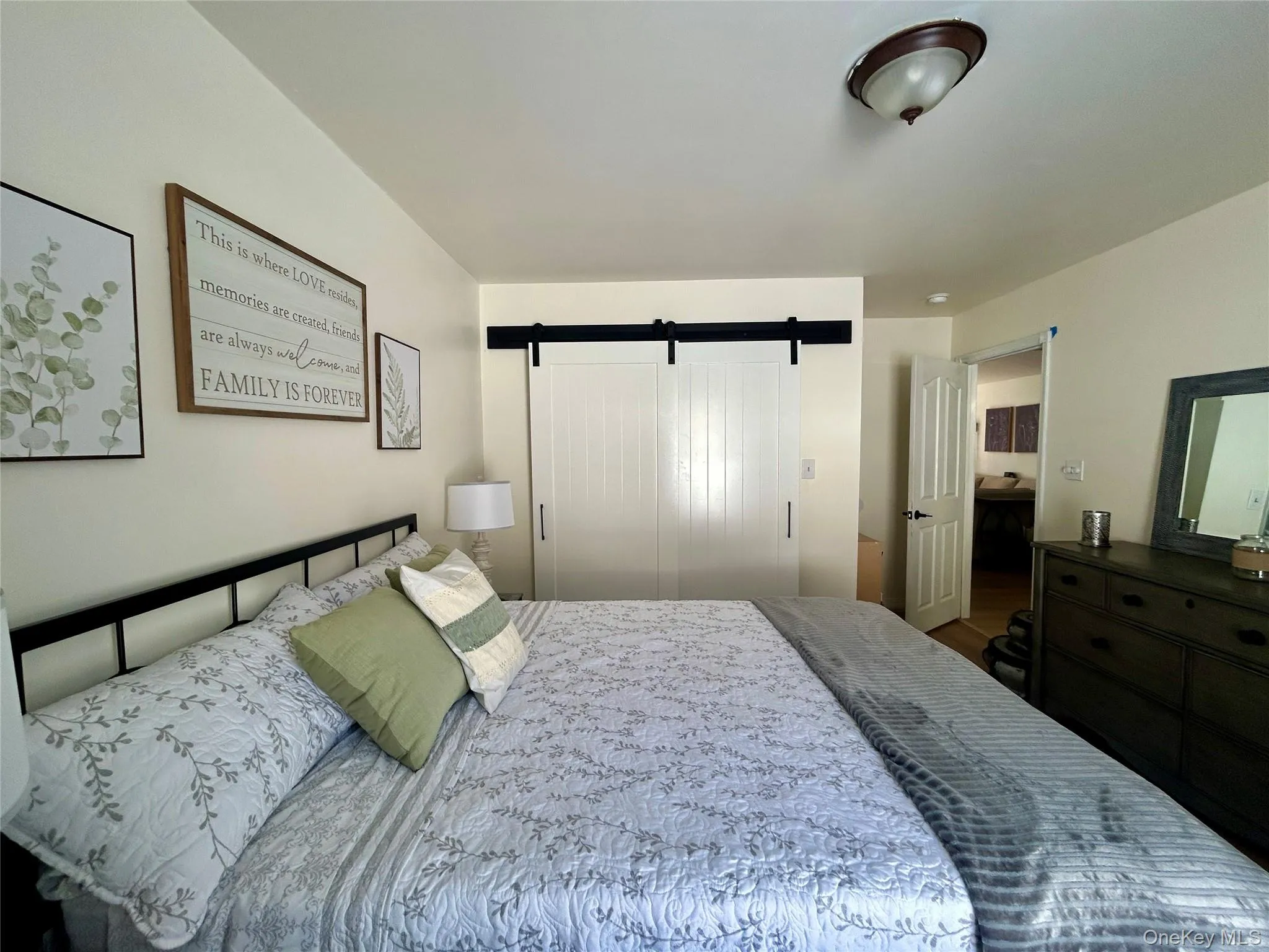 Bedroom with a barn door Bedroom with a barn door