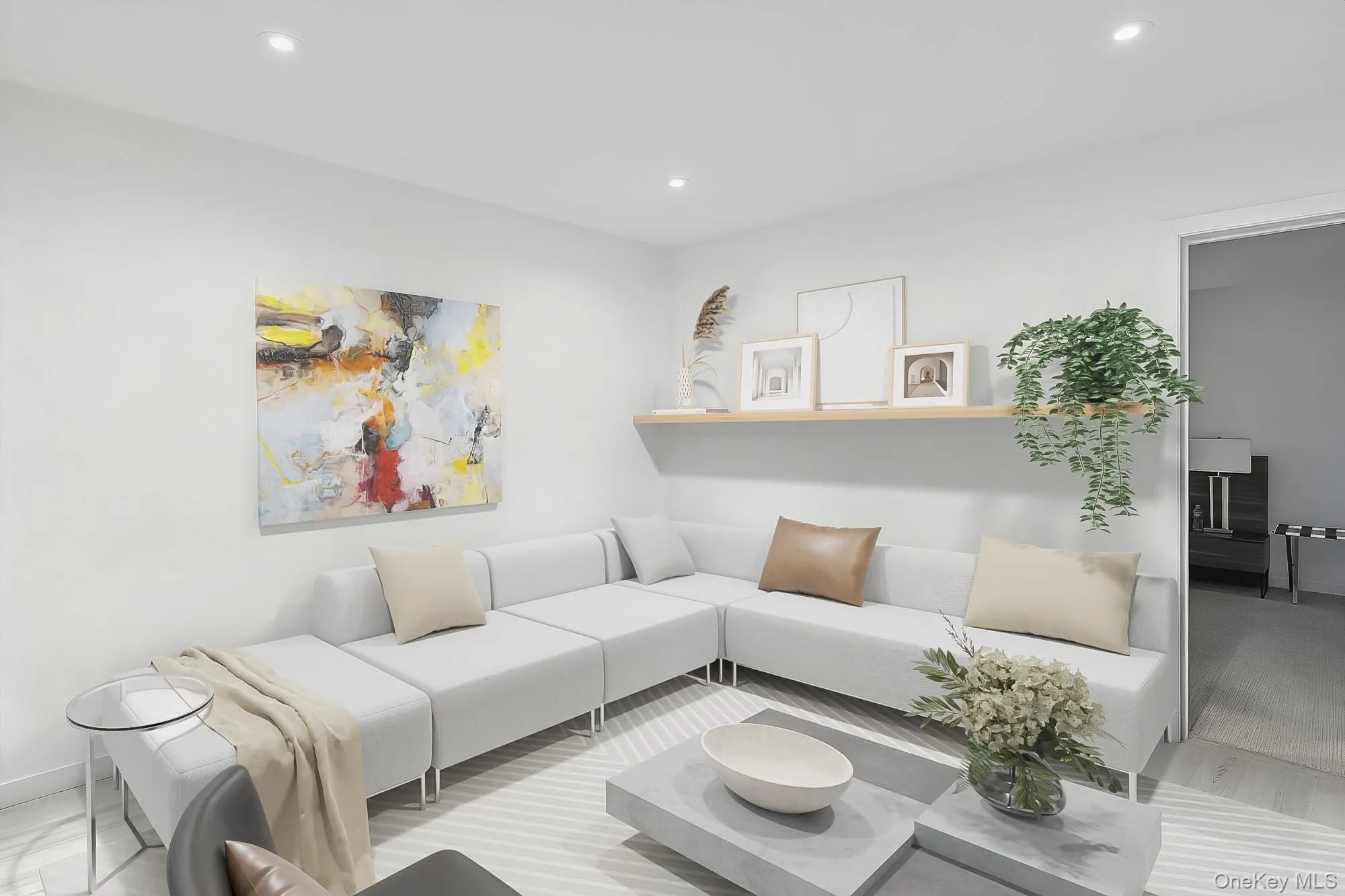 Living room featuring recessed lighting - virtual reno Living room featuring recessed lighting - virtual reno