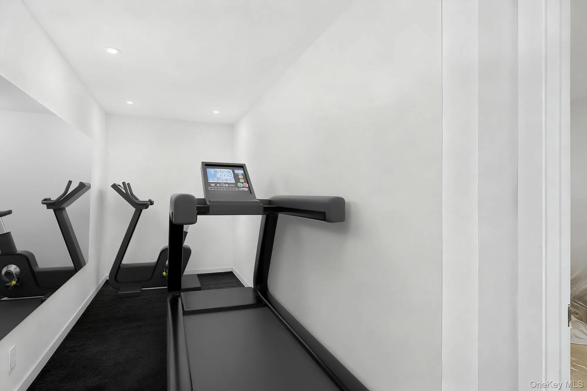 Workout room with baseboards and recessed lighting - virtual reno Workout room with baseboards and recessed lighting - virtual reno