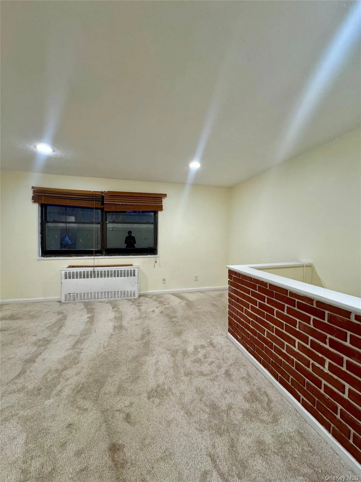 Carpeted spare room with radiator heating unit and baseboards Carpeted spare room with radiator heating unit and baseboards