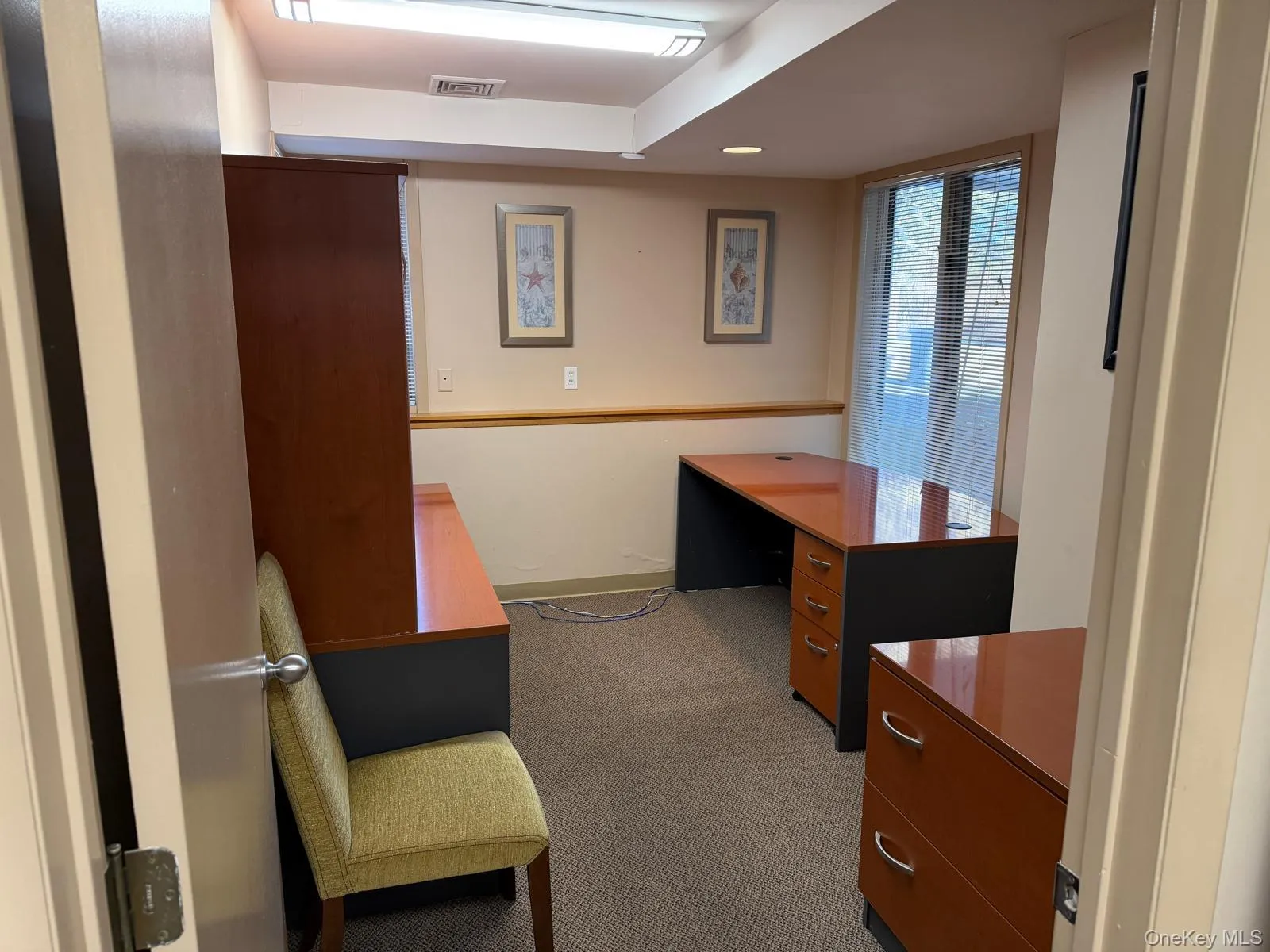 Carpeted home office featuring baseboards Carpeted home office featuring baseboards