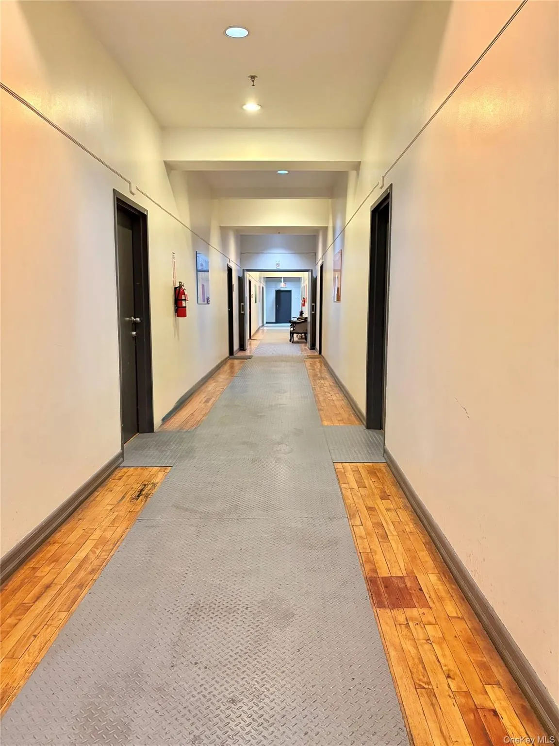 Hallway featuring light wood-style floors and light carpet Hallway featuring light wood-style floors and light carpet