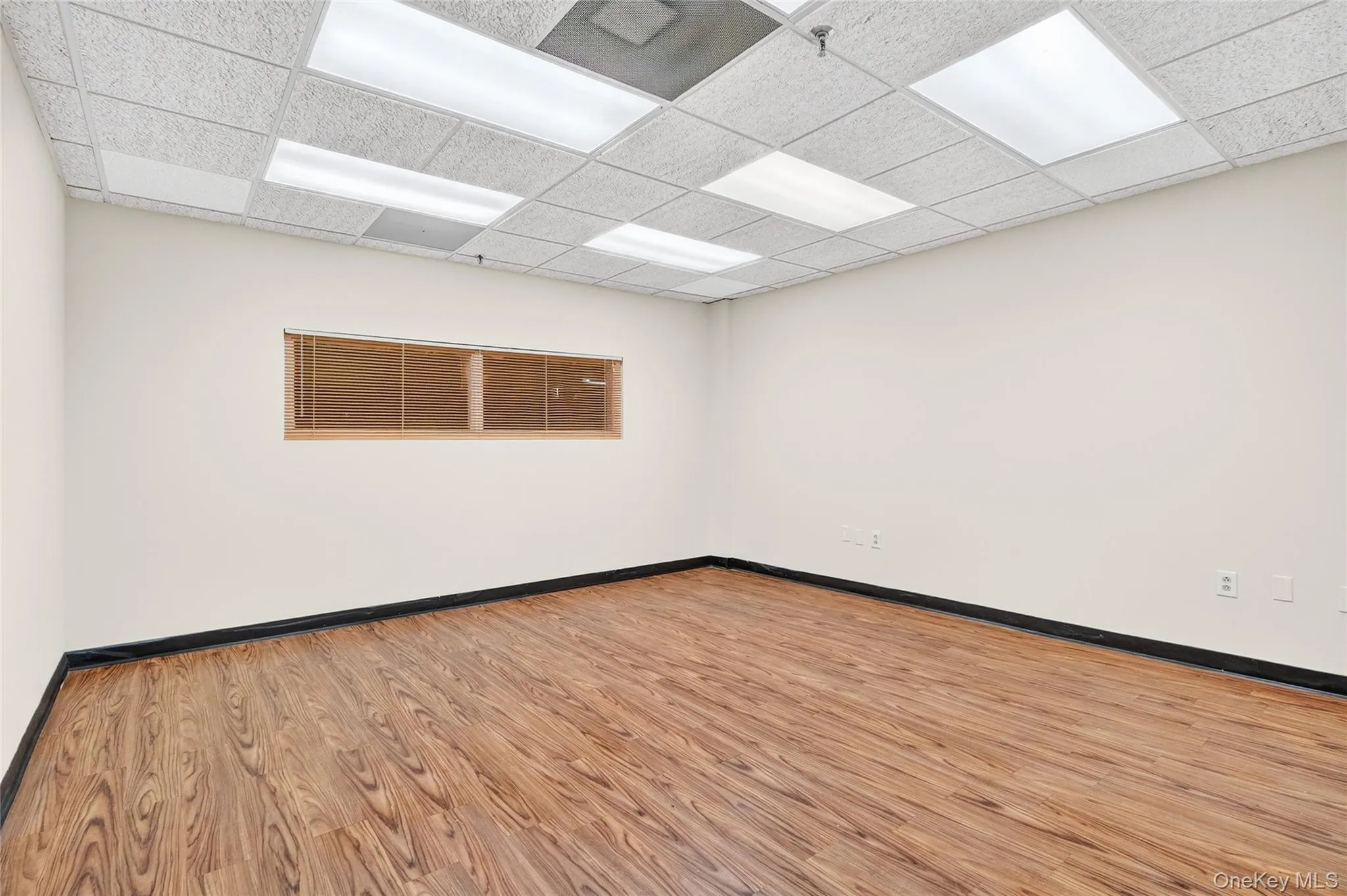 Spare room featuring a drop ceiling and light wood finished floors Spare room featuring a drop ceiling and light wood finished floors