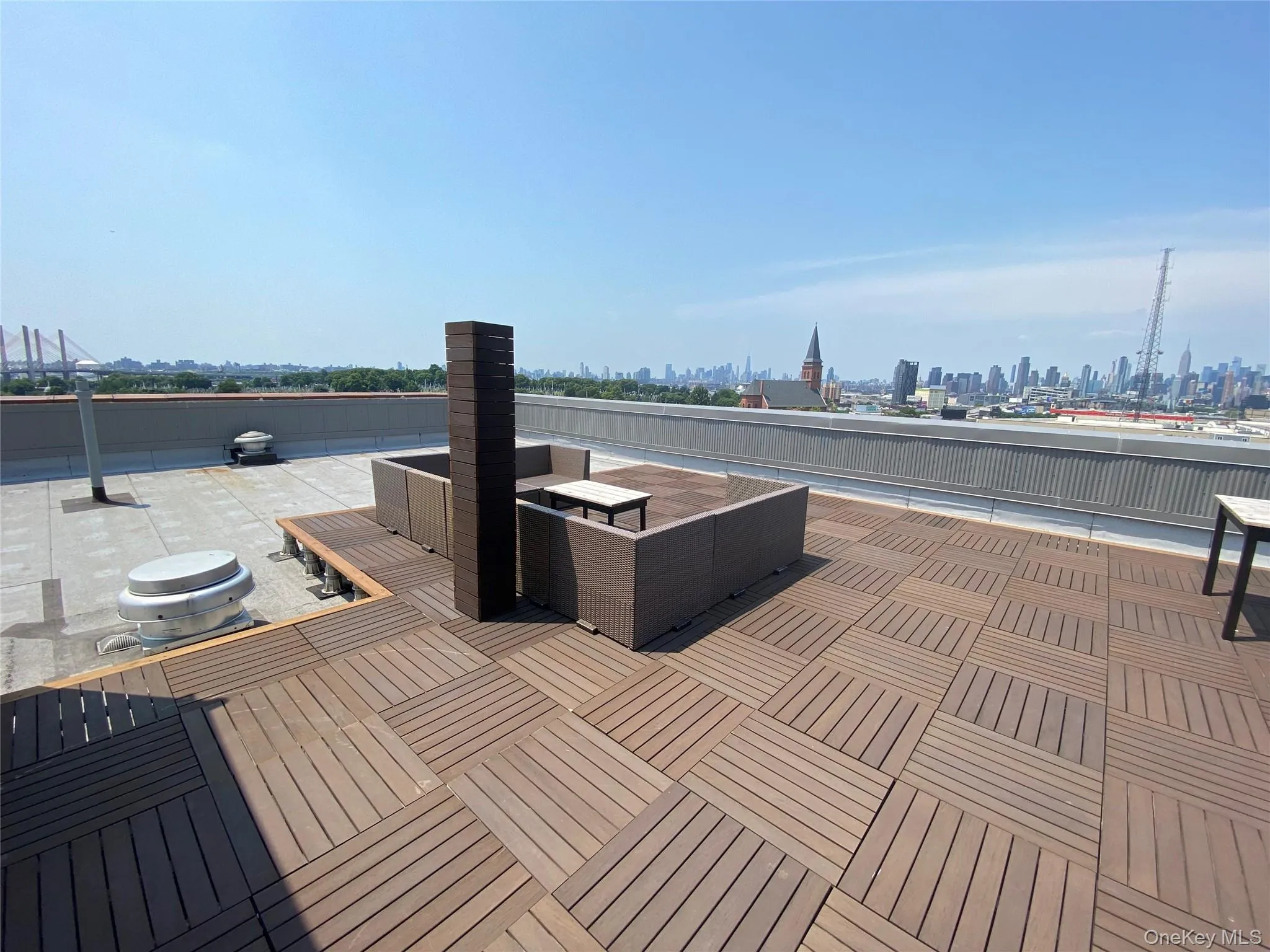 Wooden deck with a view of skyline Wooden deck with a view of skyline