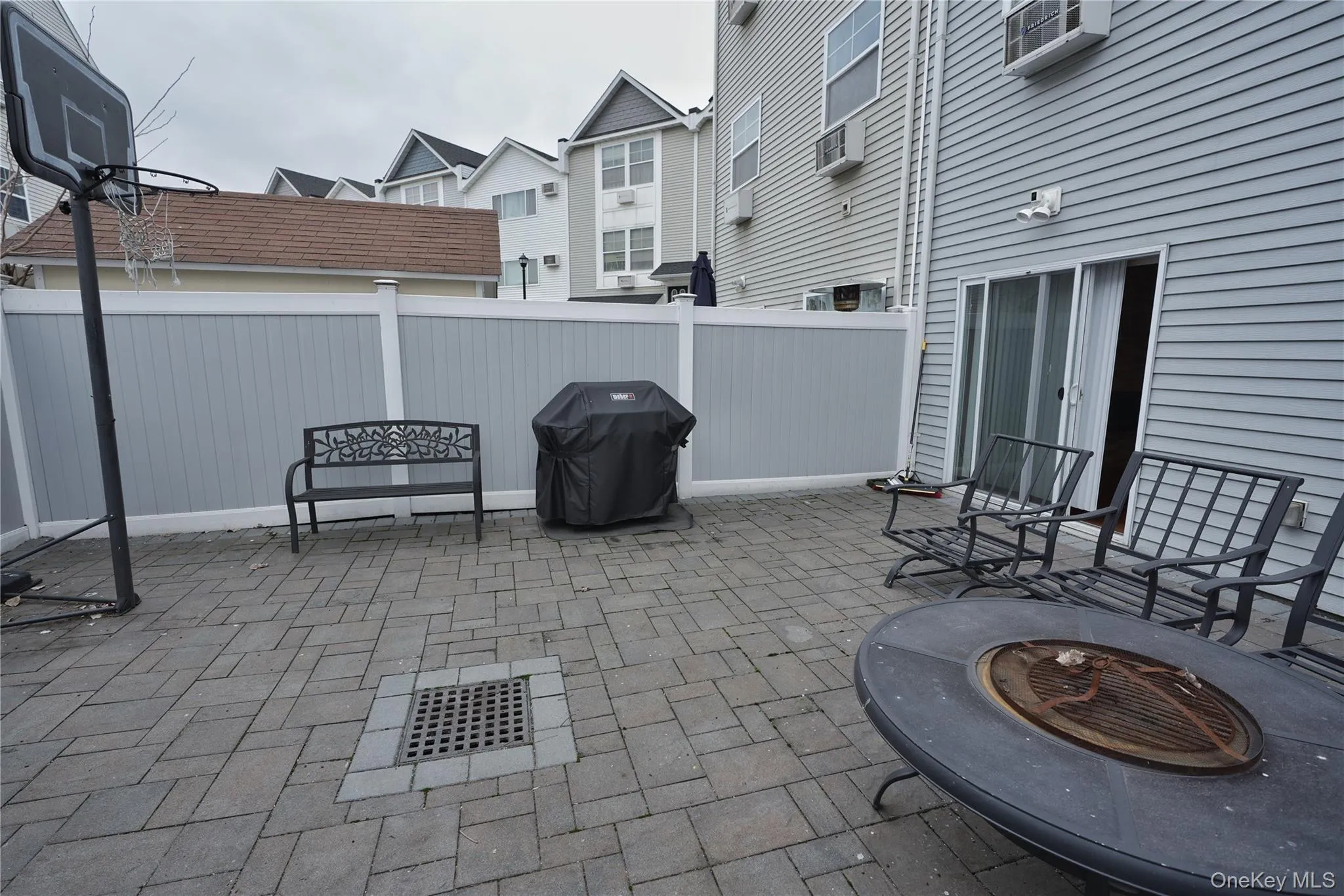 Spacious stone patio. Spacious stone patio.