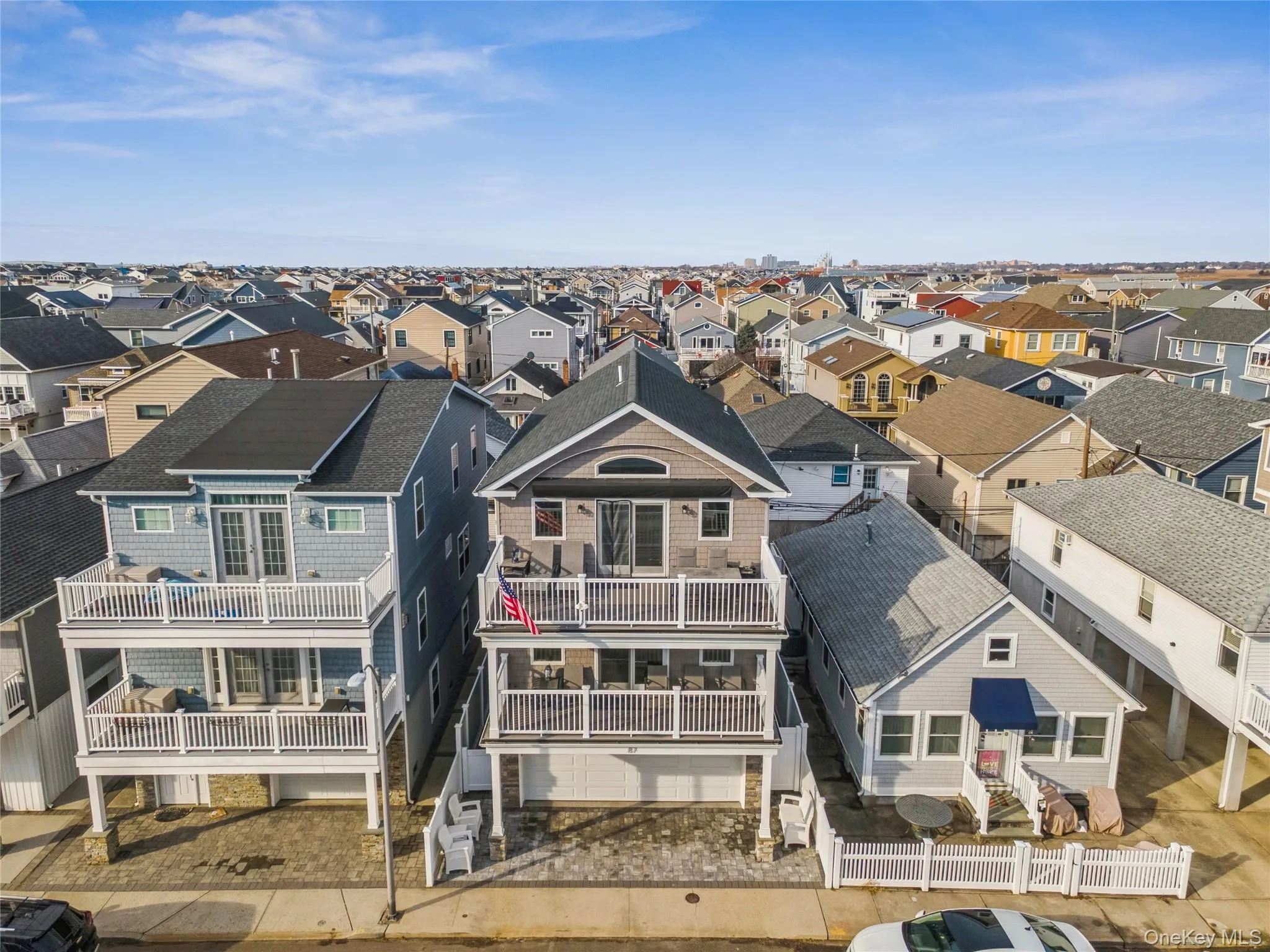 Aerial perspective of suburban area Aerial perspective of suburban area