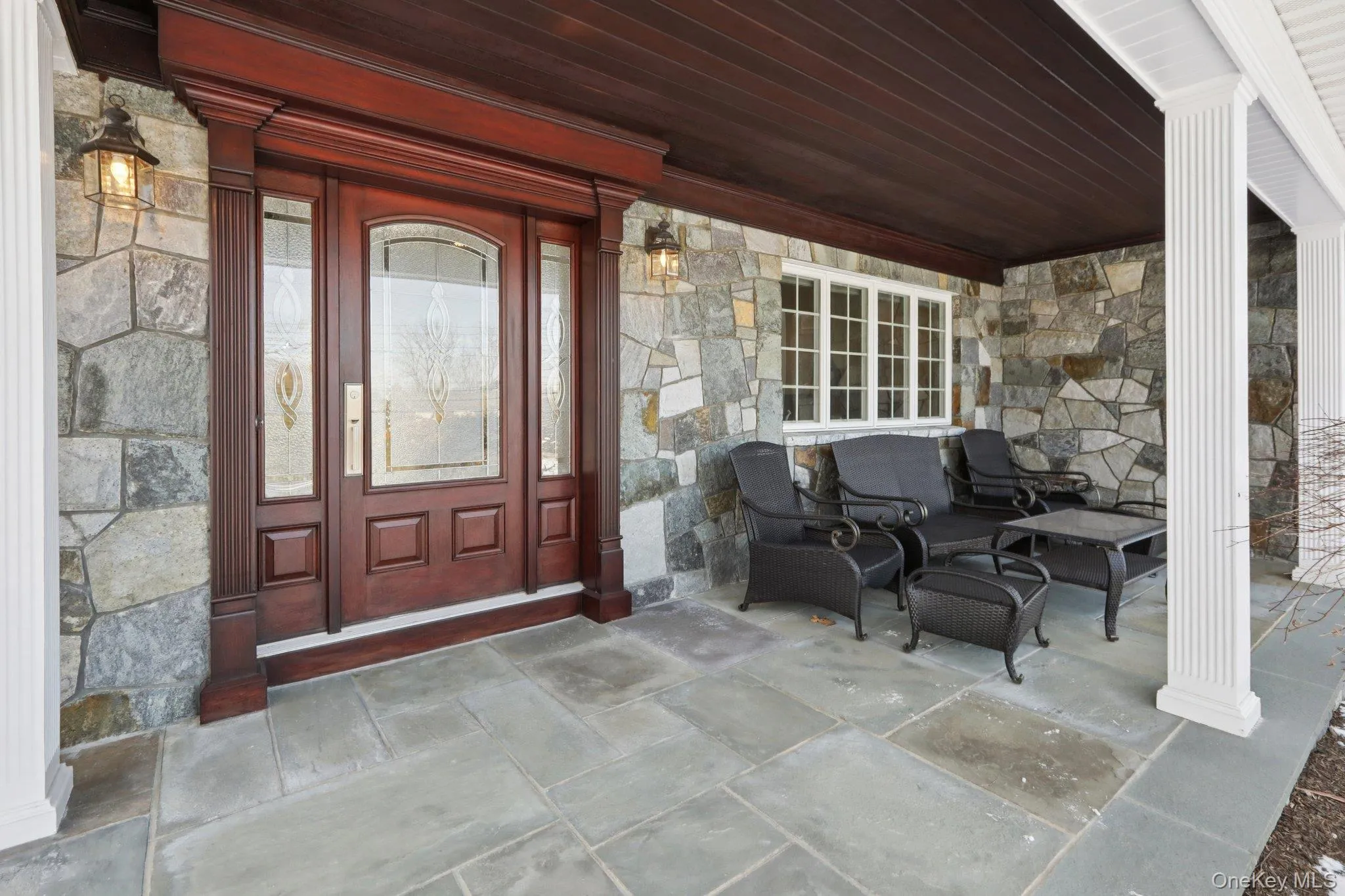Bluestone covered patio and Brazilian cherry wood front door Bluestone covered patio and Brazilian cherry wood front door