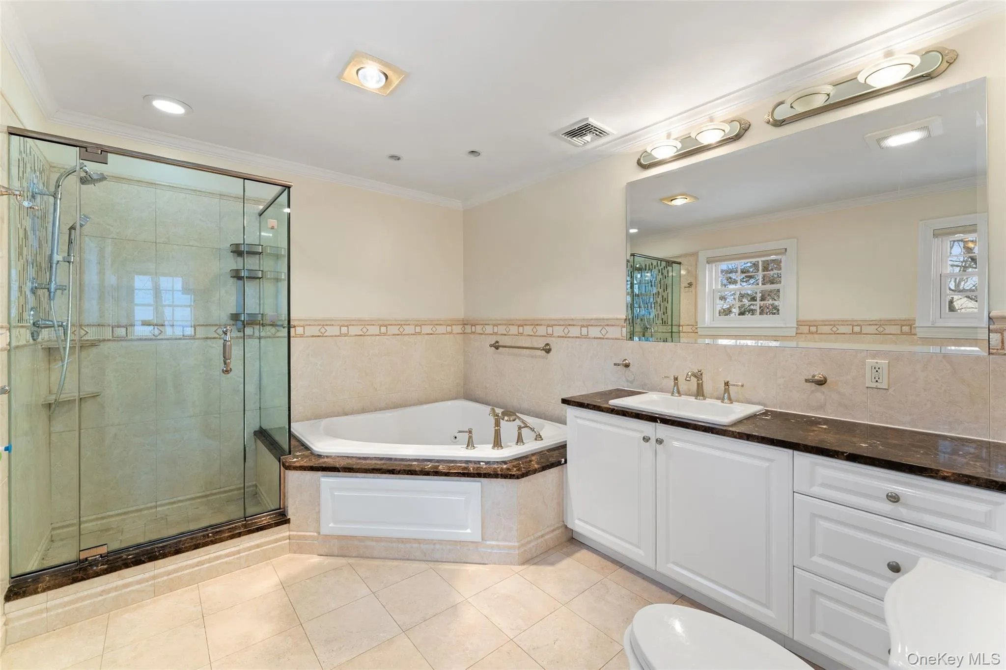Ensuite primary bathroom with shower and tub Ensuite primary bathroom with shower and tub