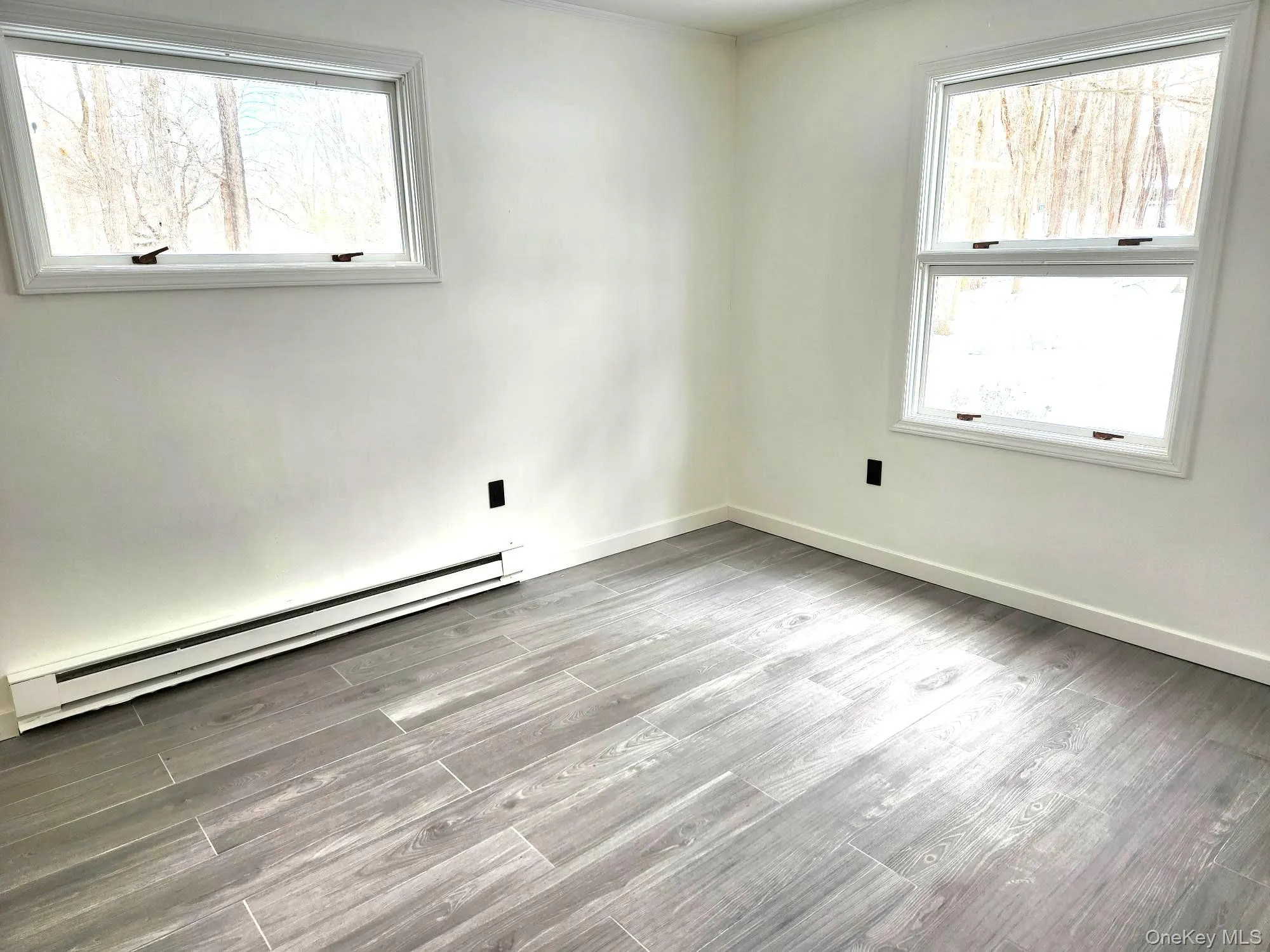 Unfurnished room with a baseboard heating unit, healthy amount of natural light, and light wood finished floors Unfurnished room with a baseboard heating unit, healthy amount of natural light, and light wood finished floors