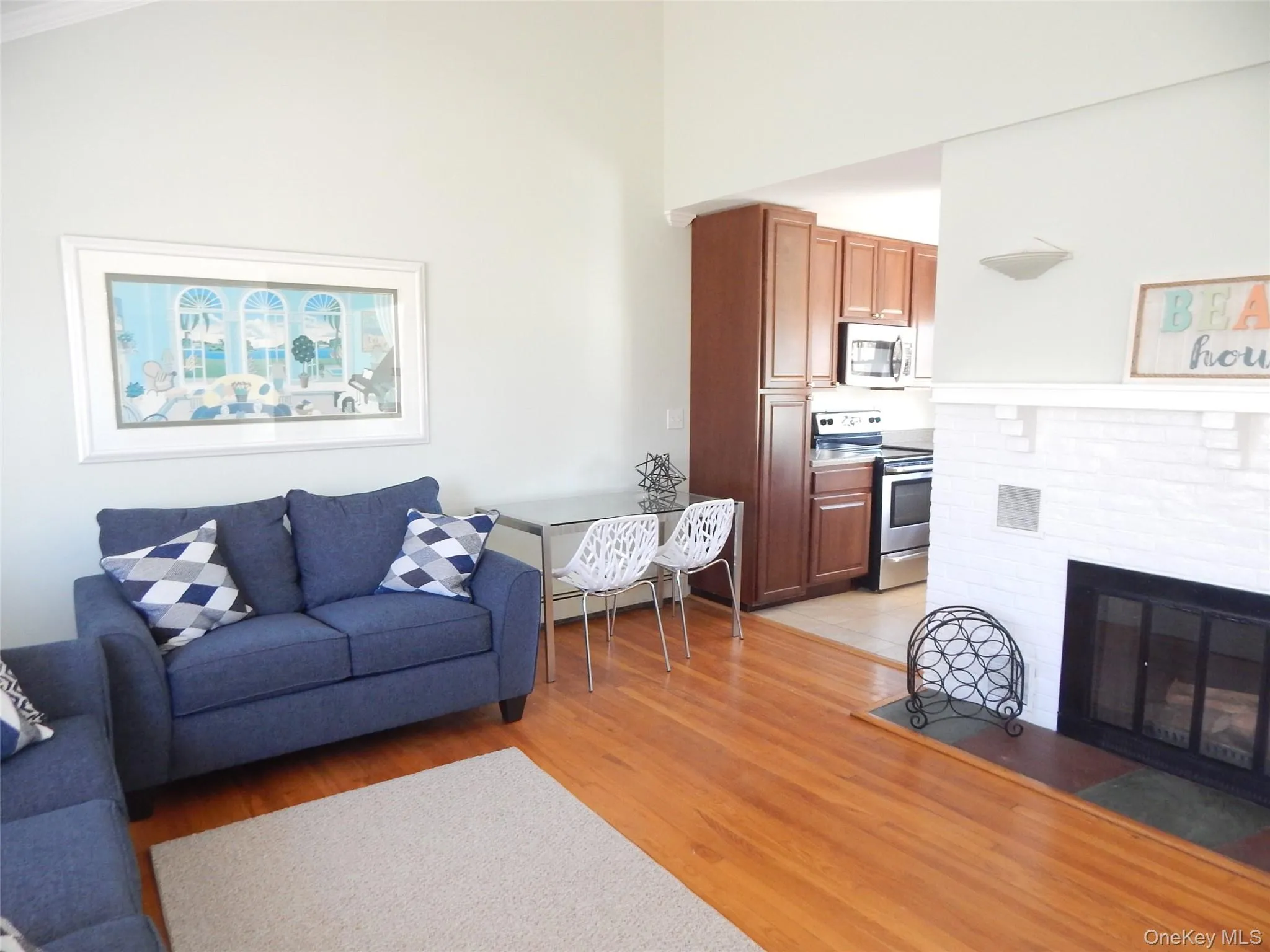 Open living area with fireplace Open living area with fireplace