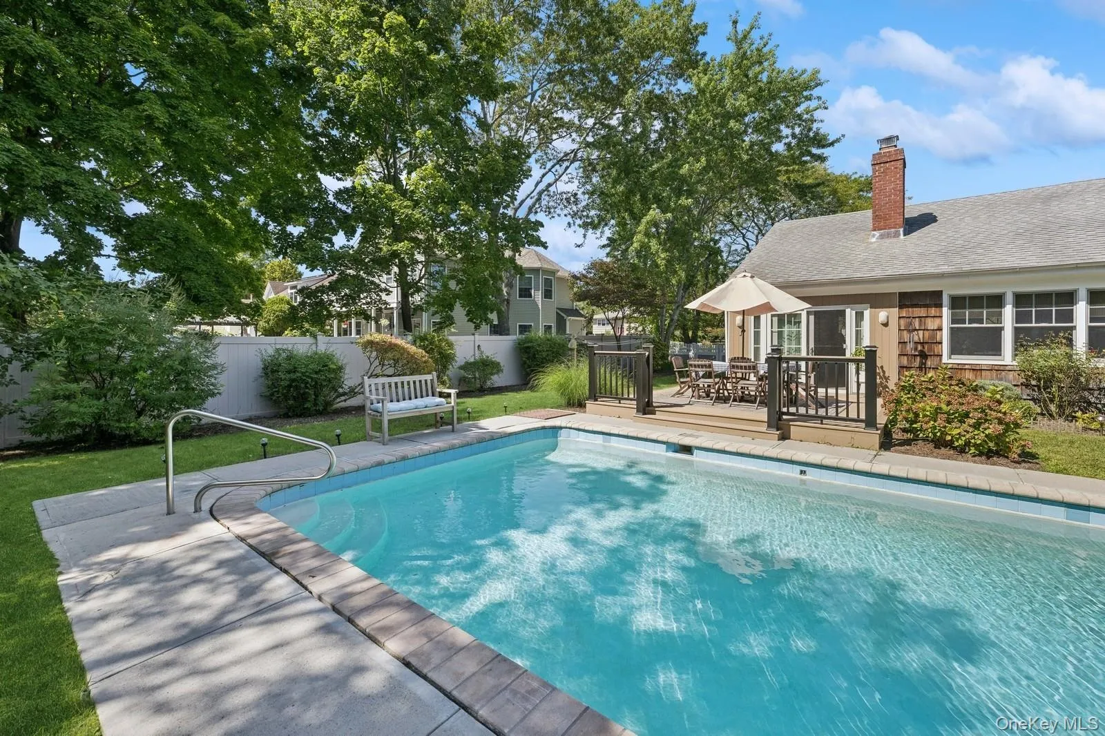 View of shady spots and sunny pool View of shady spots and sunny pool