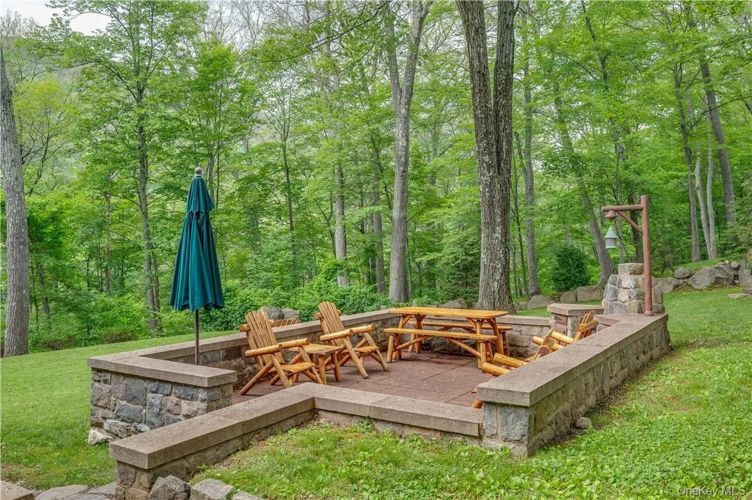 Patio with Stone Barbeque Overlooking The Lake Patio with Stone Barbeque Overlooking The Lake