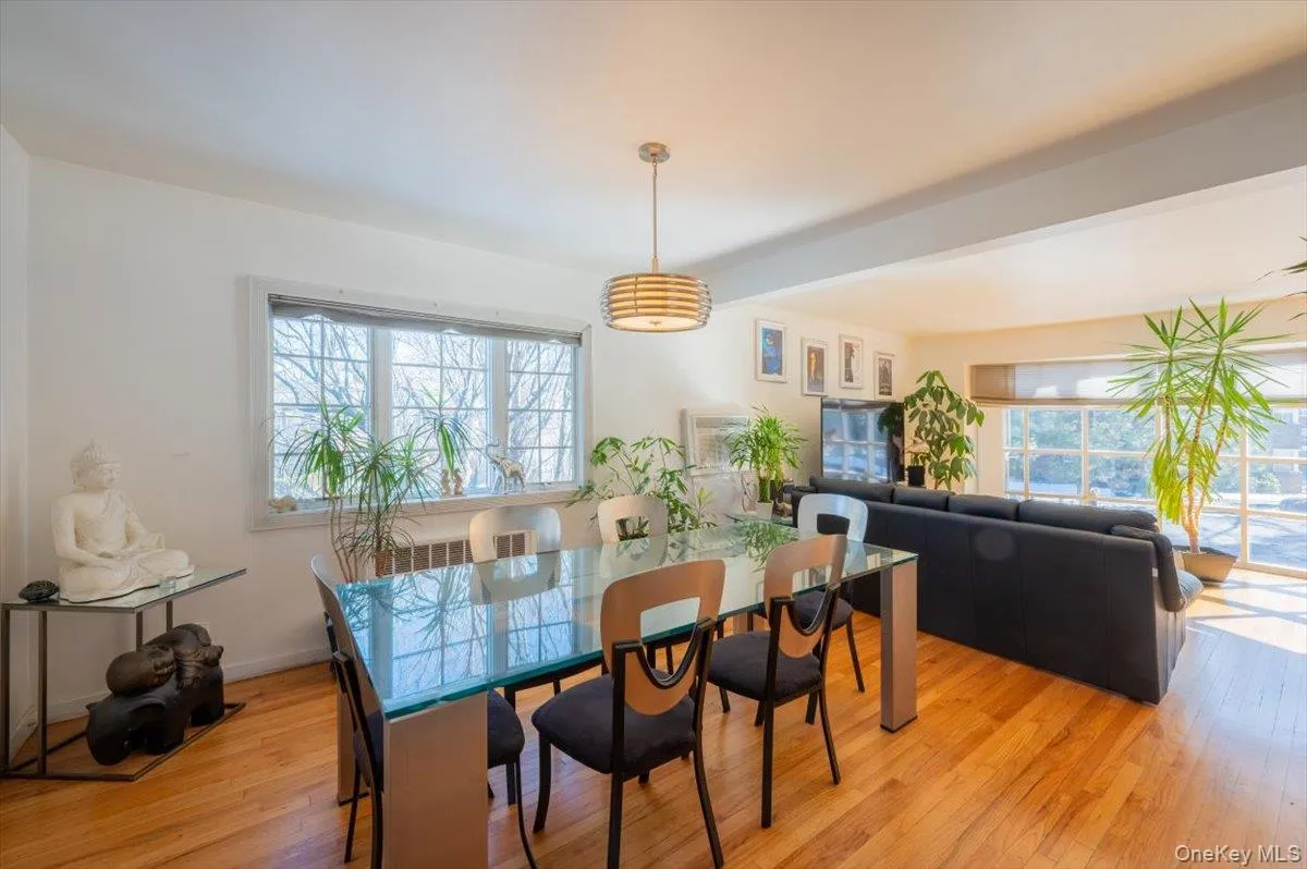 Dining room with light wood-type flooring and healthy amount of natural light Dining room with light wood-type flooring and healthy amount of natural light