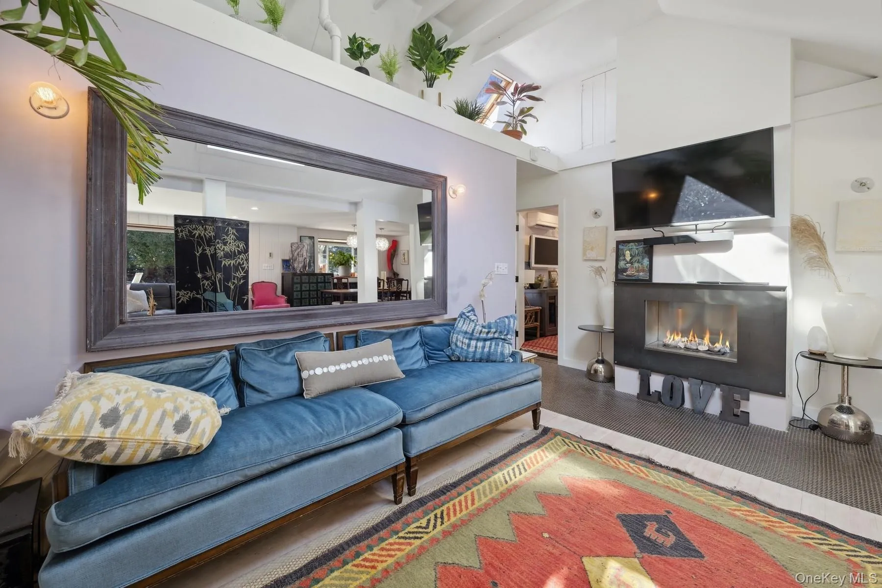 Living room with high vaulted ceiling Living room with high vaulted ceiling