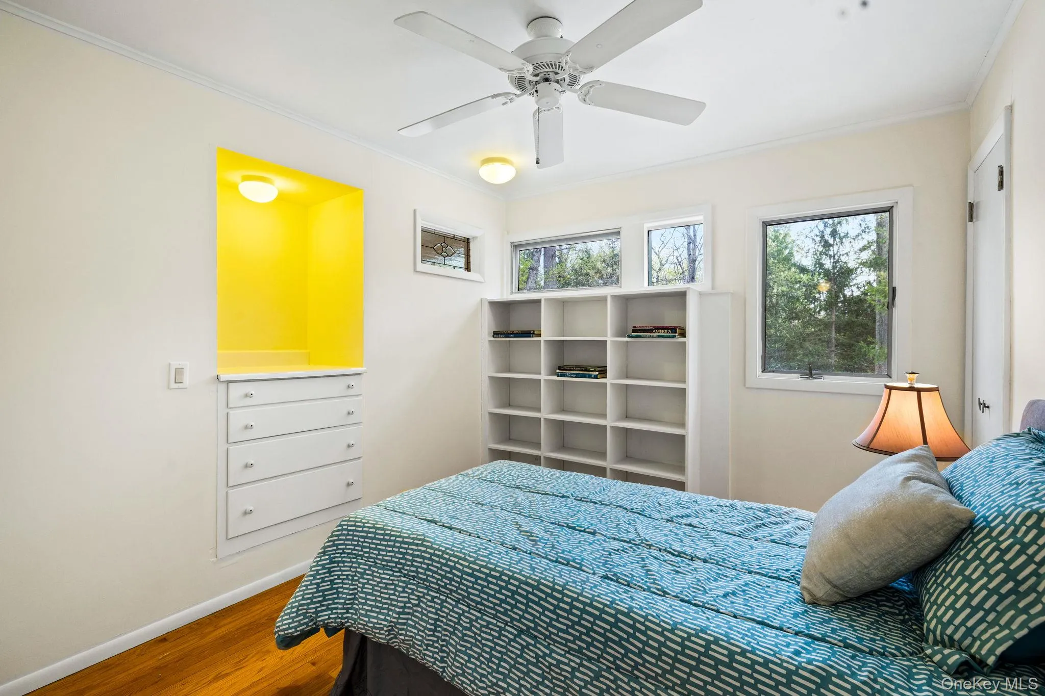 Fourth Bedroom has Charming Built-Ins and Ceiling Fan to Circulate the Fresh Air. Fourth Bedroom has Charming Built-Ins and Ceiling Fan to Circulate the Fresh Air.