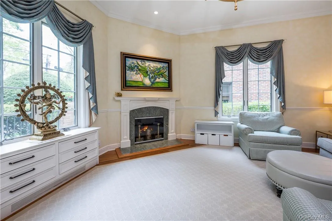 Concealed Television in Living Room with Motorized Artwork and Wood Burning Fireplace Concealed Television in Living Room with Motorized Artwork and Wood Burning Fireplace
