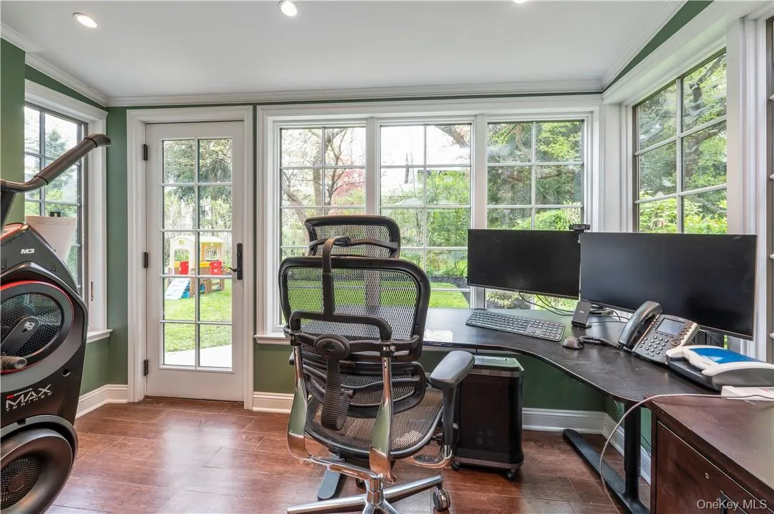 Soundproof private office with view of the backyard. The office has a split HVAC unit and radiant heated flooring. Soundproof private office with view of the backyard. The office has a split HVAC unit and radiant heated flooring.