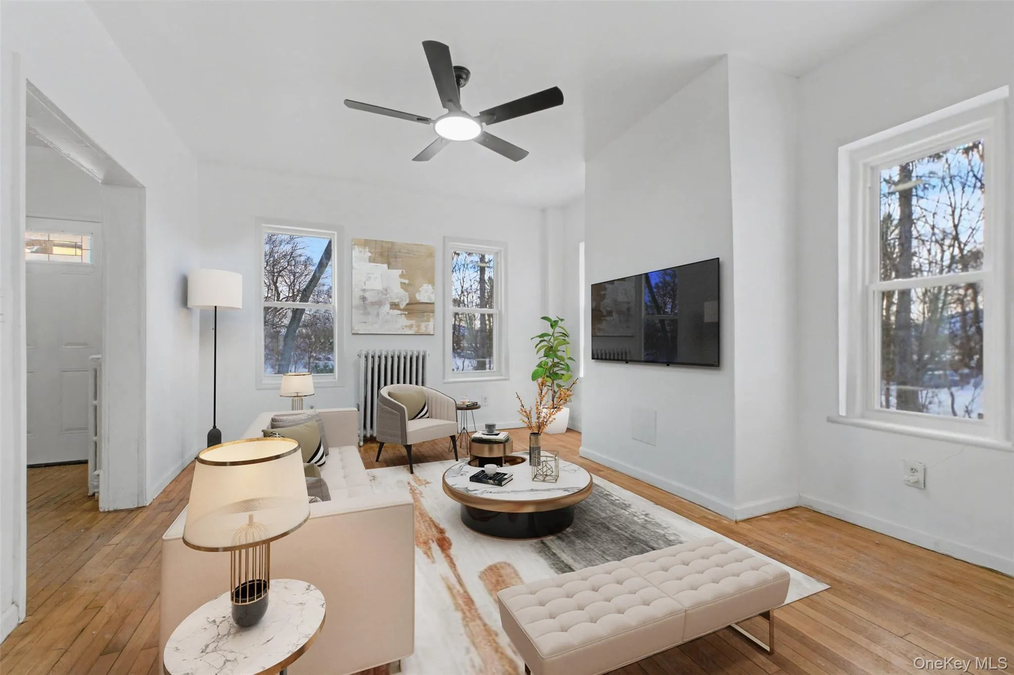 Virtually Staged Open living space with excellent wall space for media or artwork, offering flexible furniture placement Virtually Staged Open living space with excellent wall space for media or artwork, offering flexible furniture placement