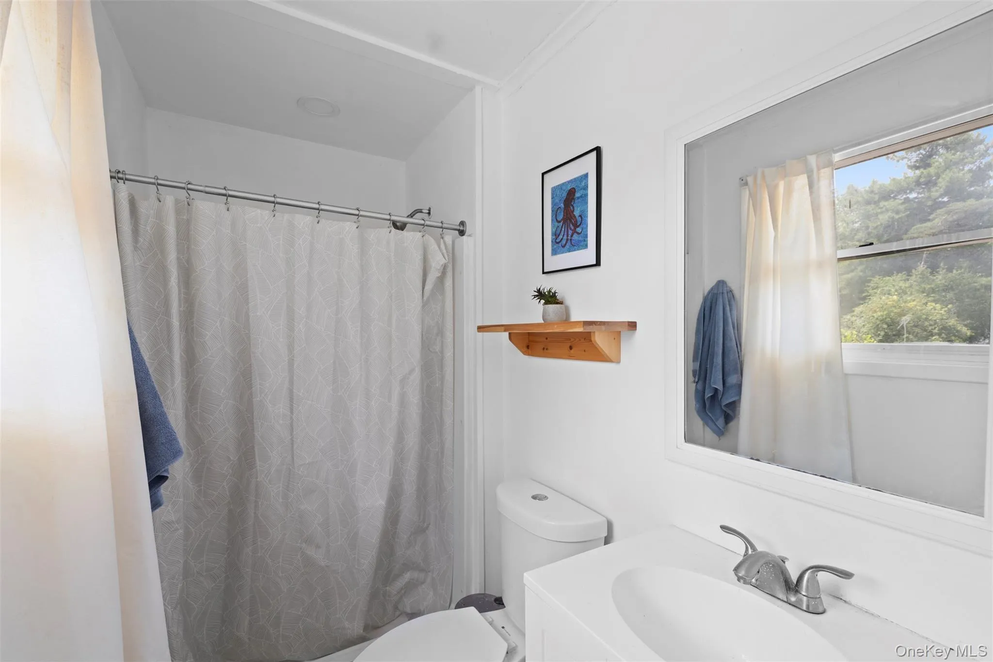 Full bath featuring vanity and a shower with curtain Full bath featuring vanity and a shower with curtain