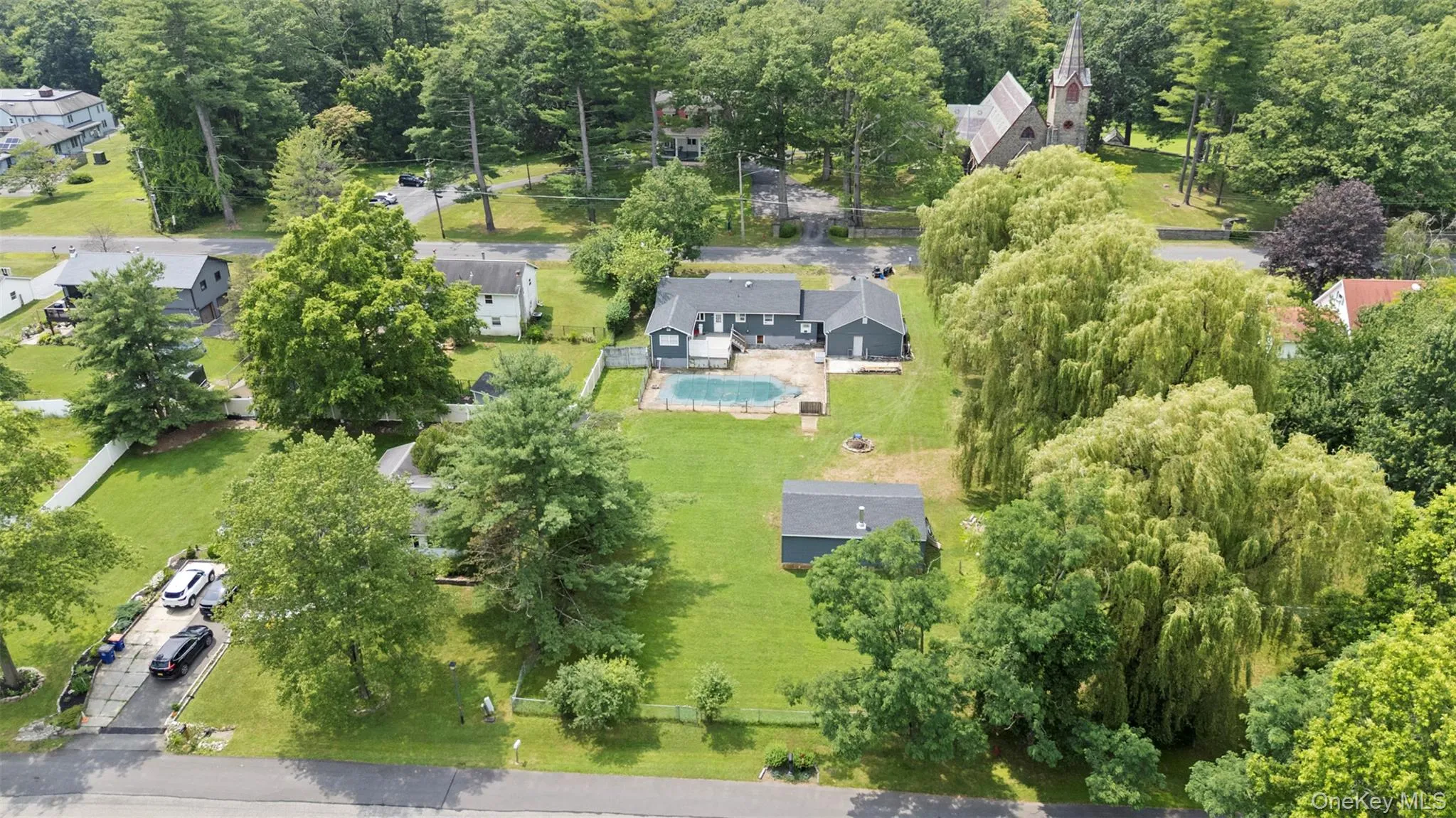 Aerial perspective of suburban area Aerial perspective of suburban area