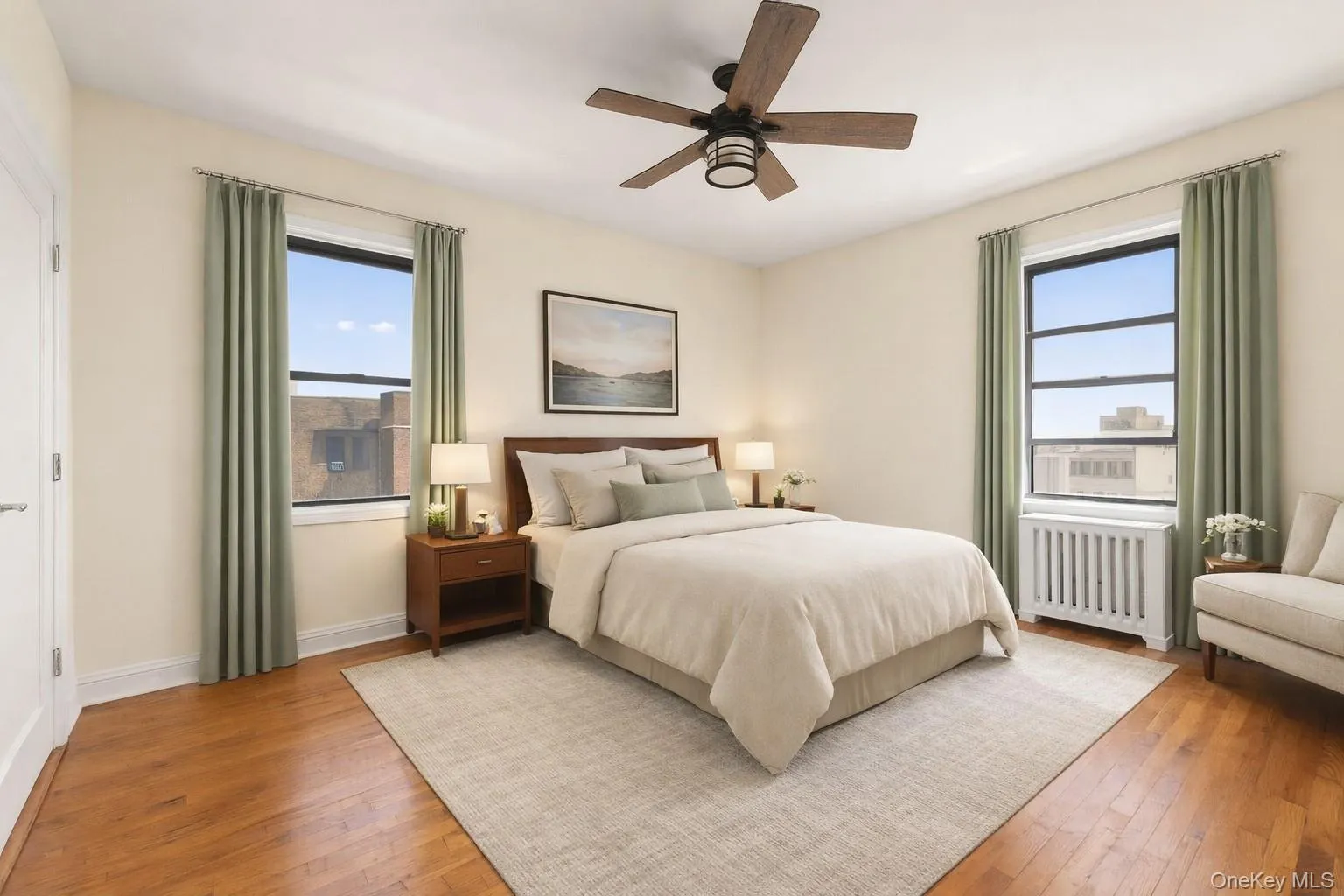 Virtually staged bedroom. Virtually staged bedroom.