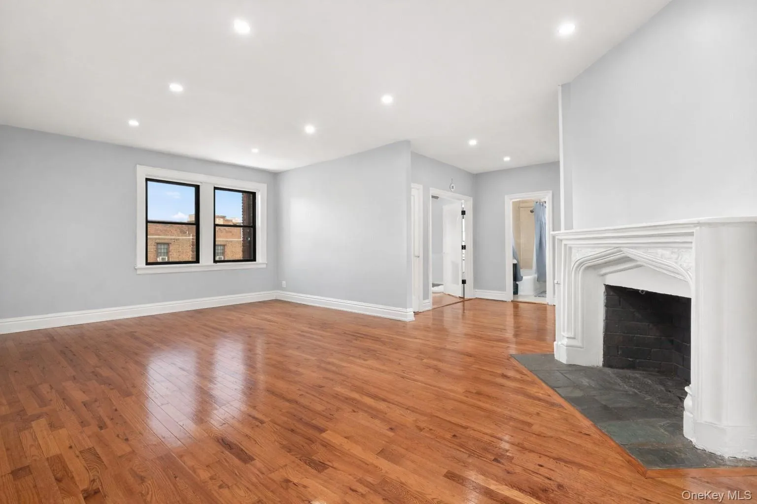 Living room with working fireplace. Living room with working fireplace.