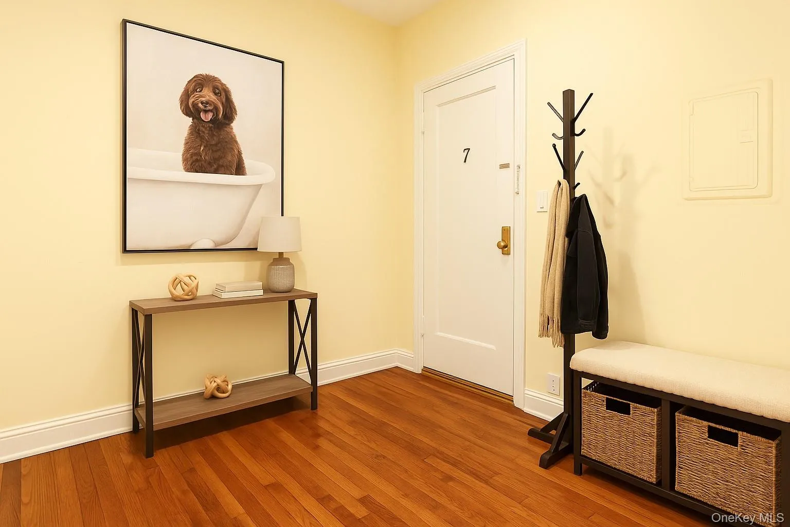 Virtually staged foyer. Virtually staged foyer.