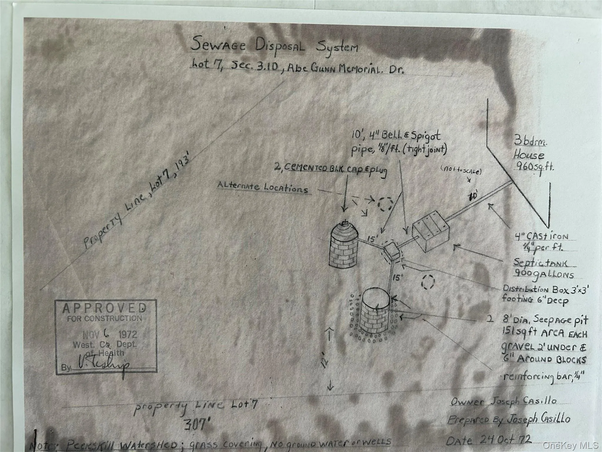 Septic tank approval from original plans Septic tank approval from original plans
