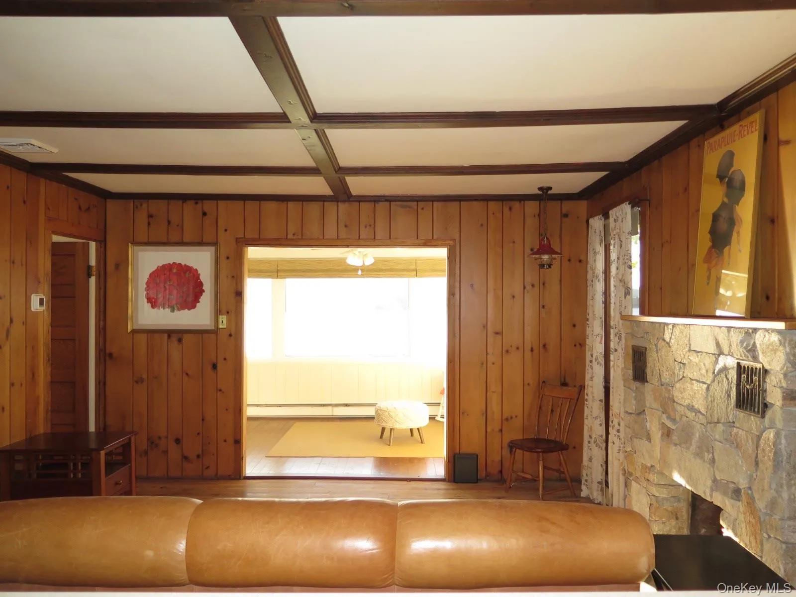 Living Room with Stone Fireplace Living Room with Stone Fireplace