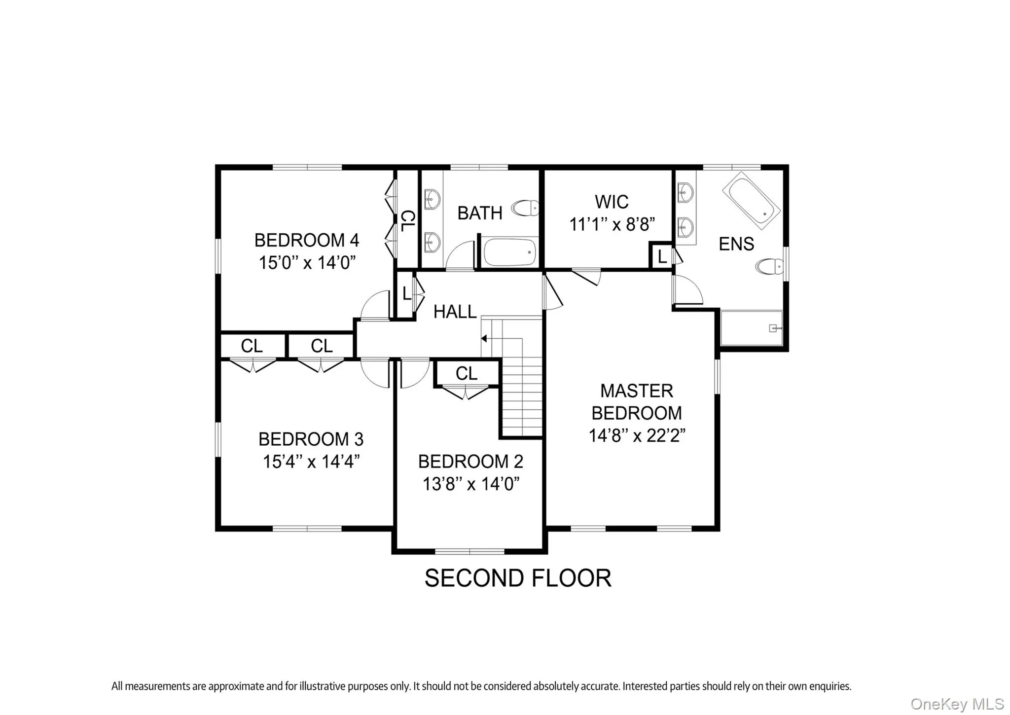 Second-floor plan adapted from architectural drawings. Square footage is shown for reference purposes only and, while believed to be accurate, is not guaranteed. Second-floor plan adapted from architectural drawings. Square footage is shown for reference purposes only and, while believed to be accurate, is not guaranteed.
