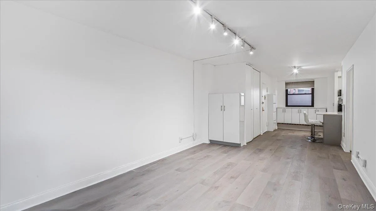 Spare room with light wood-style flooring and track lighting Spare room with light wood-style flooring and track lighting
