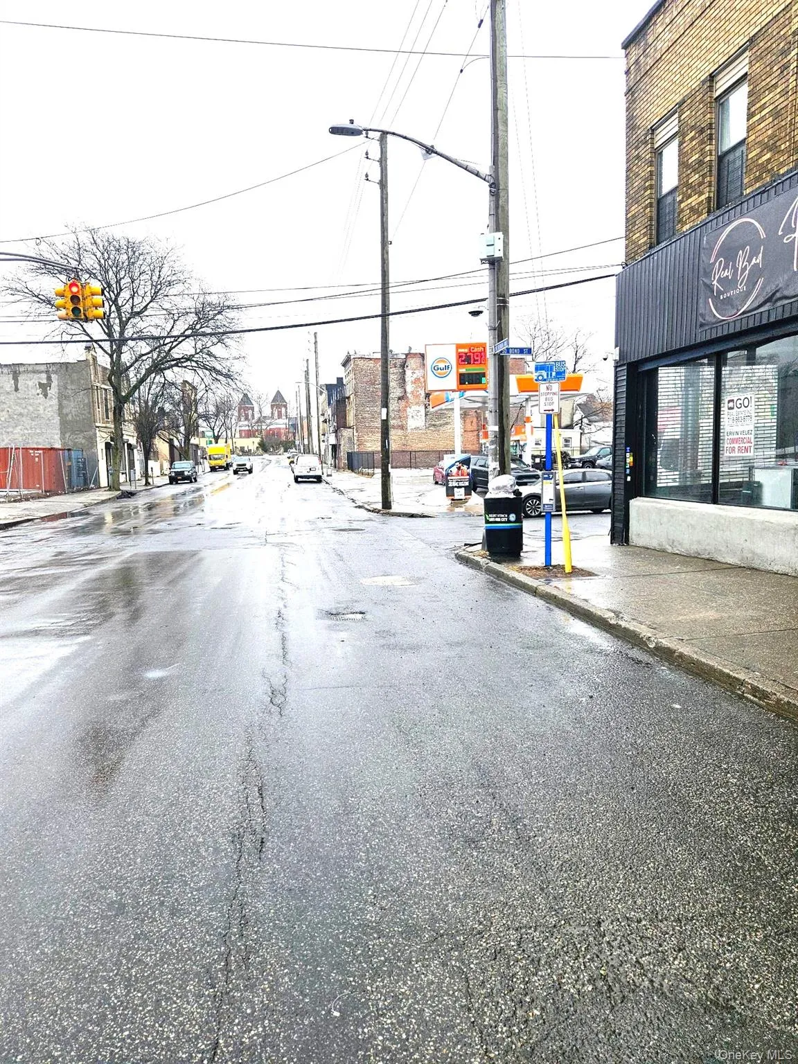 View of street. featuring bus stop. View of street. featuring bus stop.