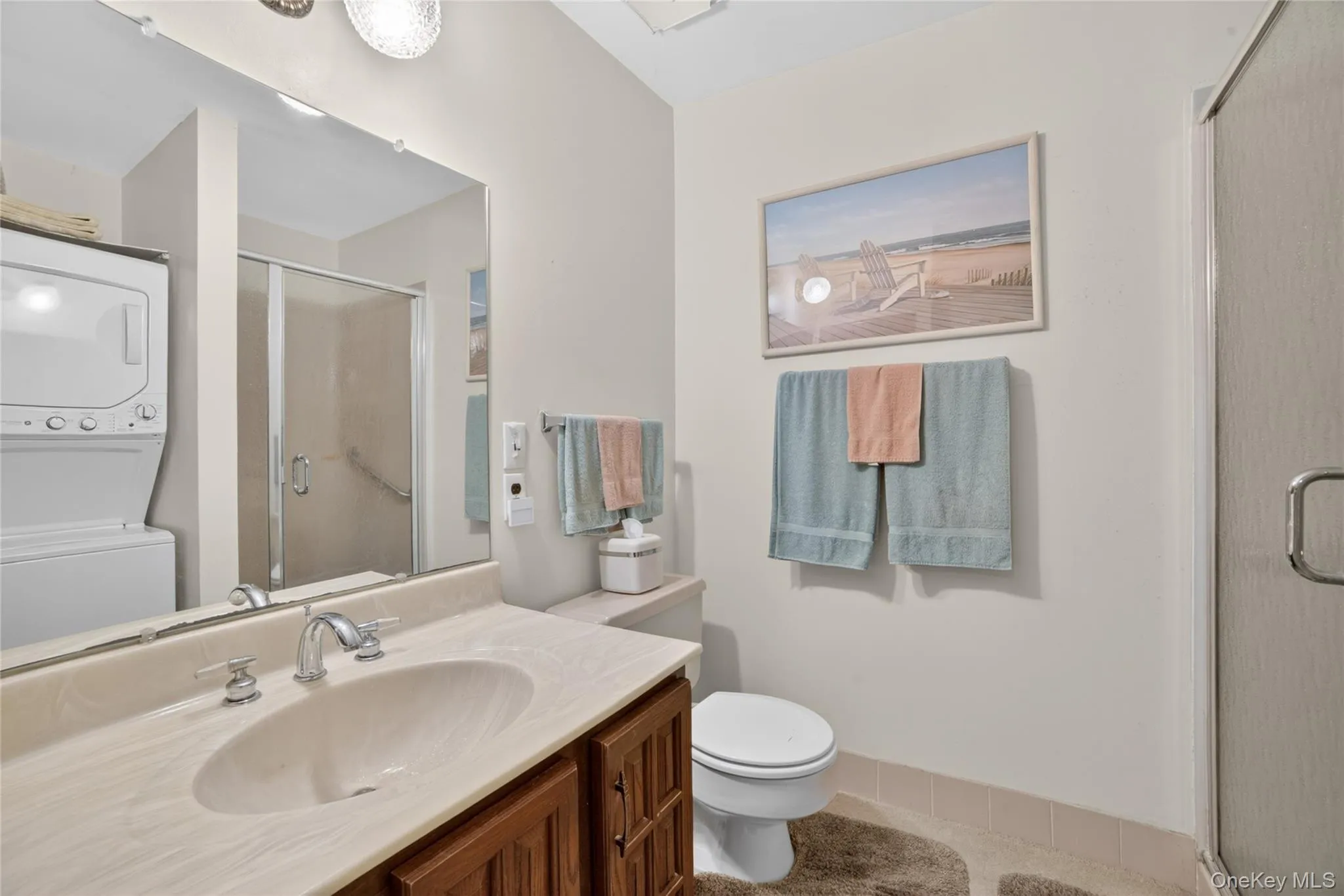 Full bathroom in the hallway, large vanity with so much storage. Full bathroom in the hallway, large vanity with so much storage.