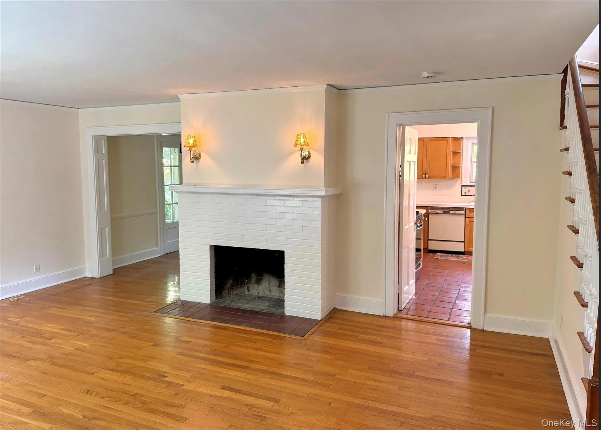 Living room with fireplace and hardwood floors Living room with fireplace and hardwood floors