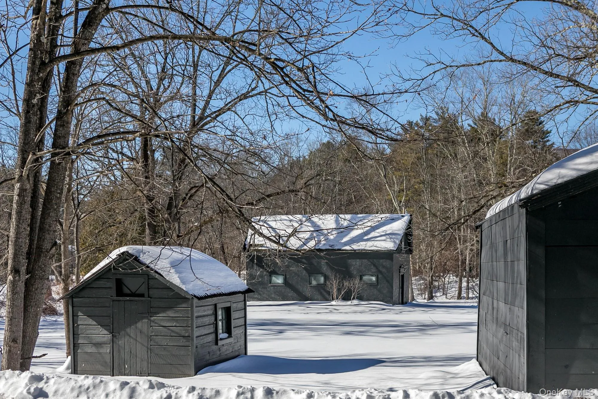 Backyard with outbuilding, shed and barn Backyard with outbuilding, shed and barn