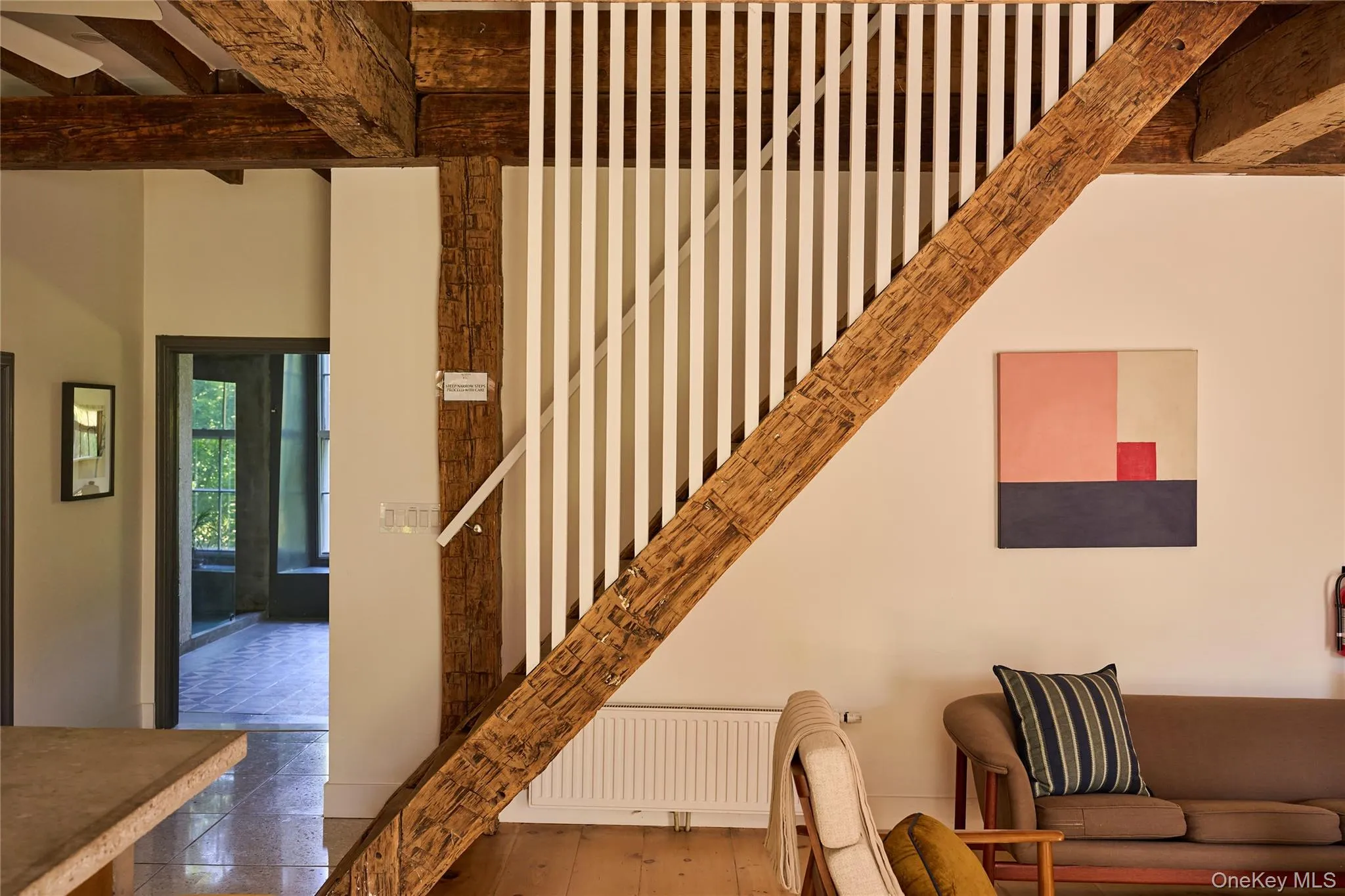 Stairway with beamed ceiling Stairway with beamed ceiling