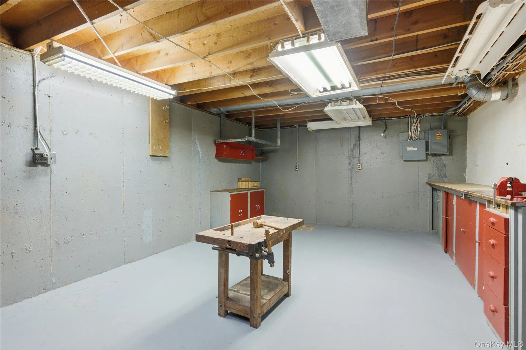 Large basement with tons of storage and built in shelving Large basement with tons of storage and built in shelving